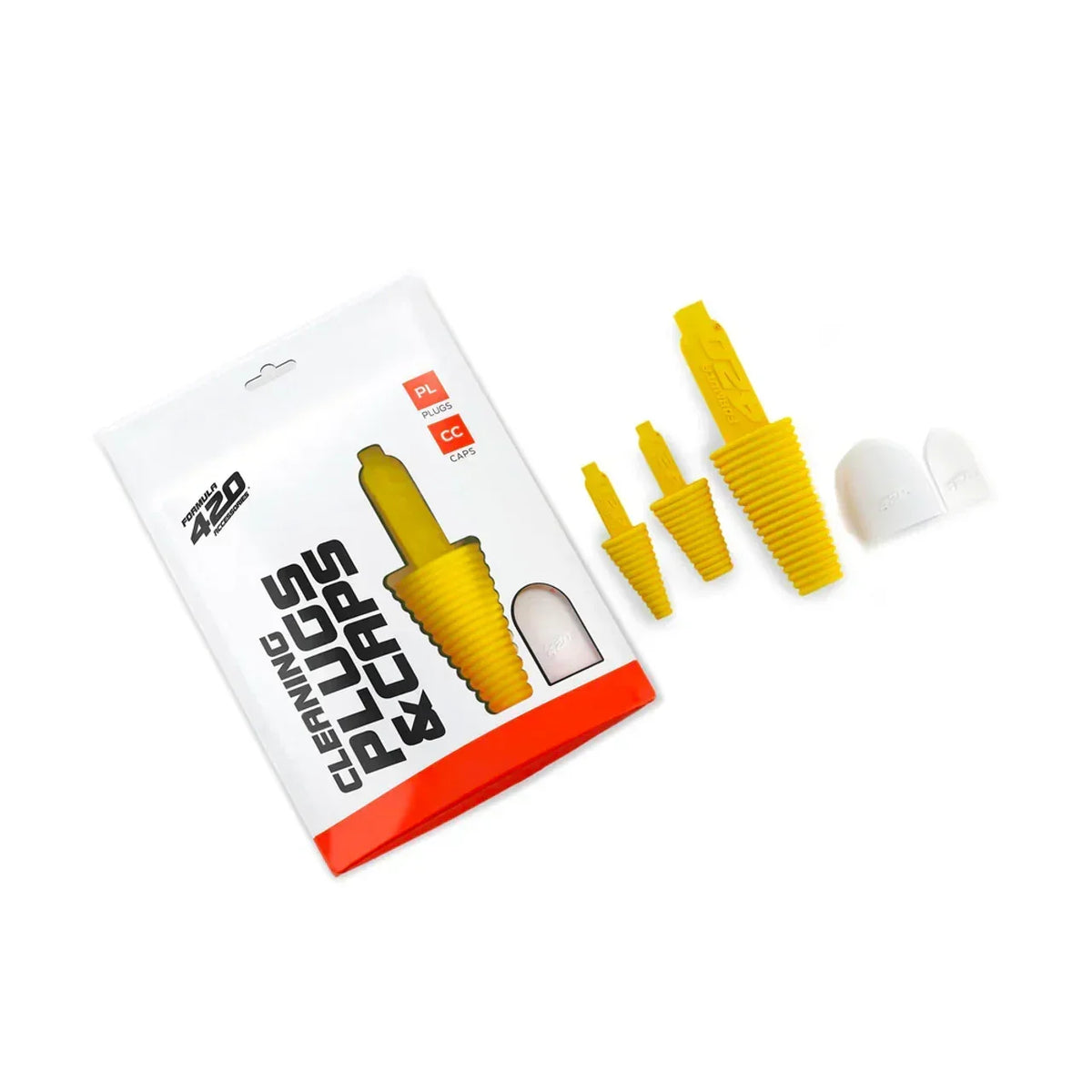 Silicone cleaning plugs and caps set for glass pipes and water pipes, packaging included
