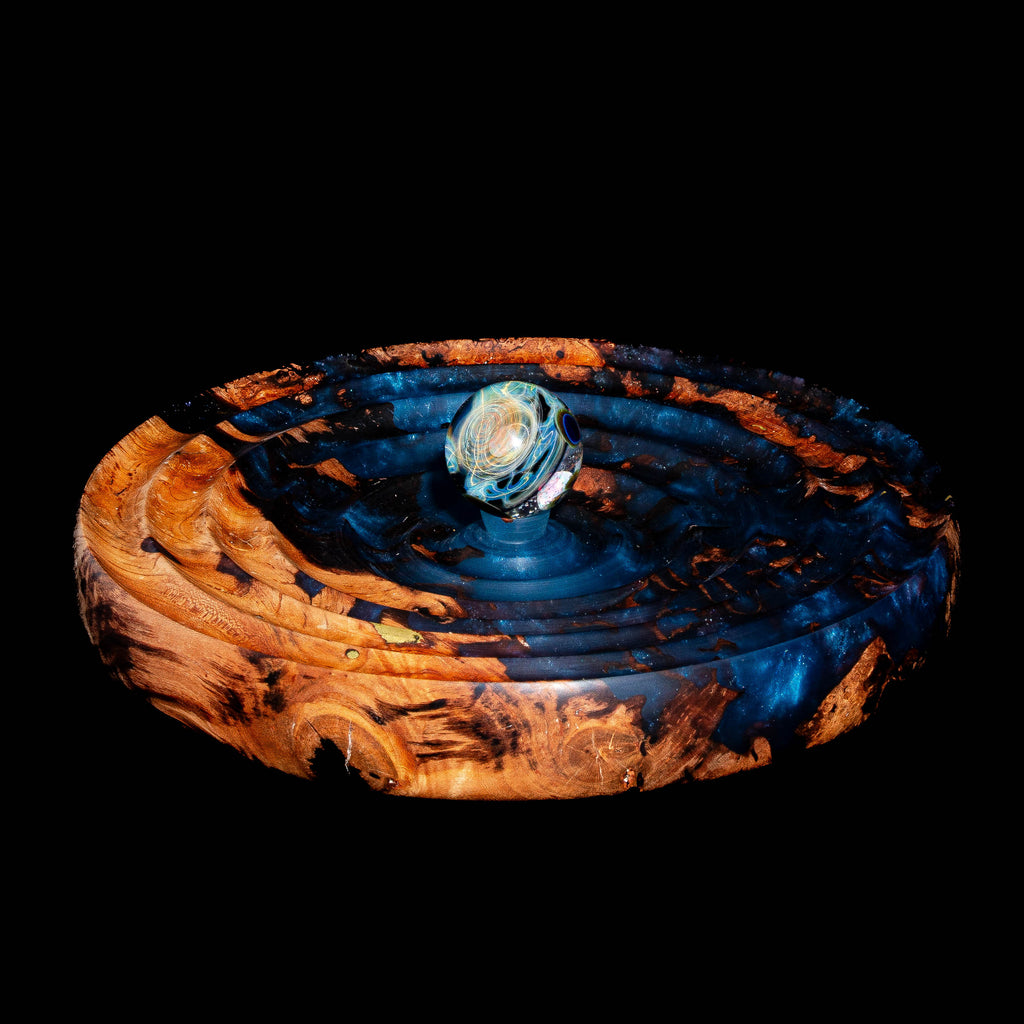 B Money - Double Sided Opal Marble & Blue Resin Cherry Burl Marble Tray