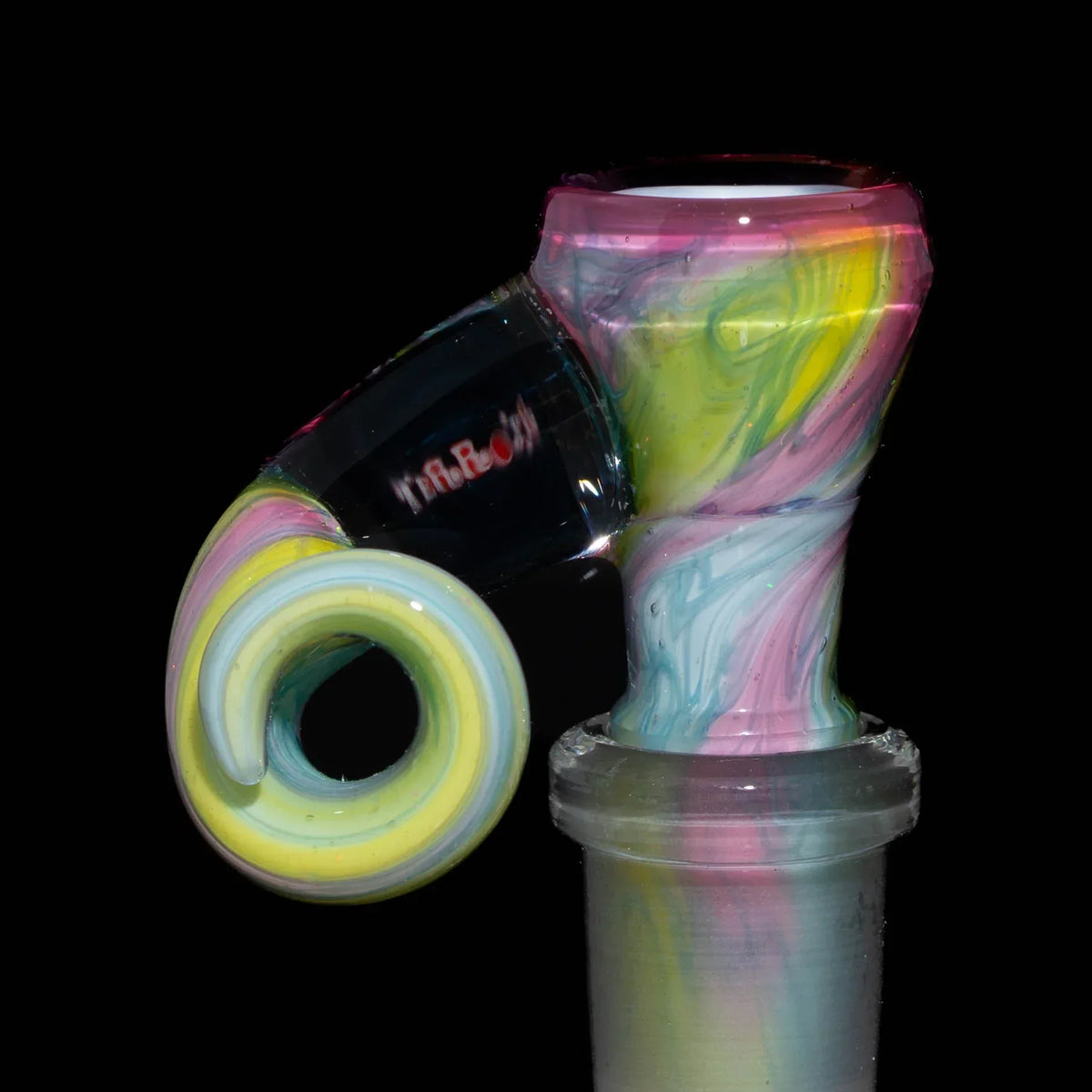 Pastel rainbow glass slide with artistic swirl design for smoking accessories