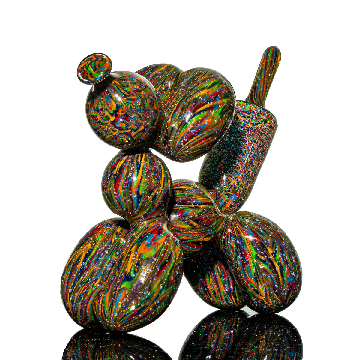 Hand-blown glass Mini Balloon Dog dab rig by Blitzkriega x Justin Carter