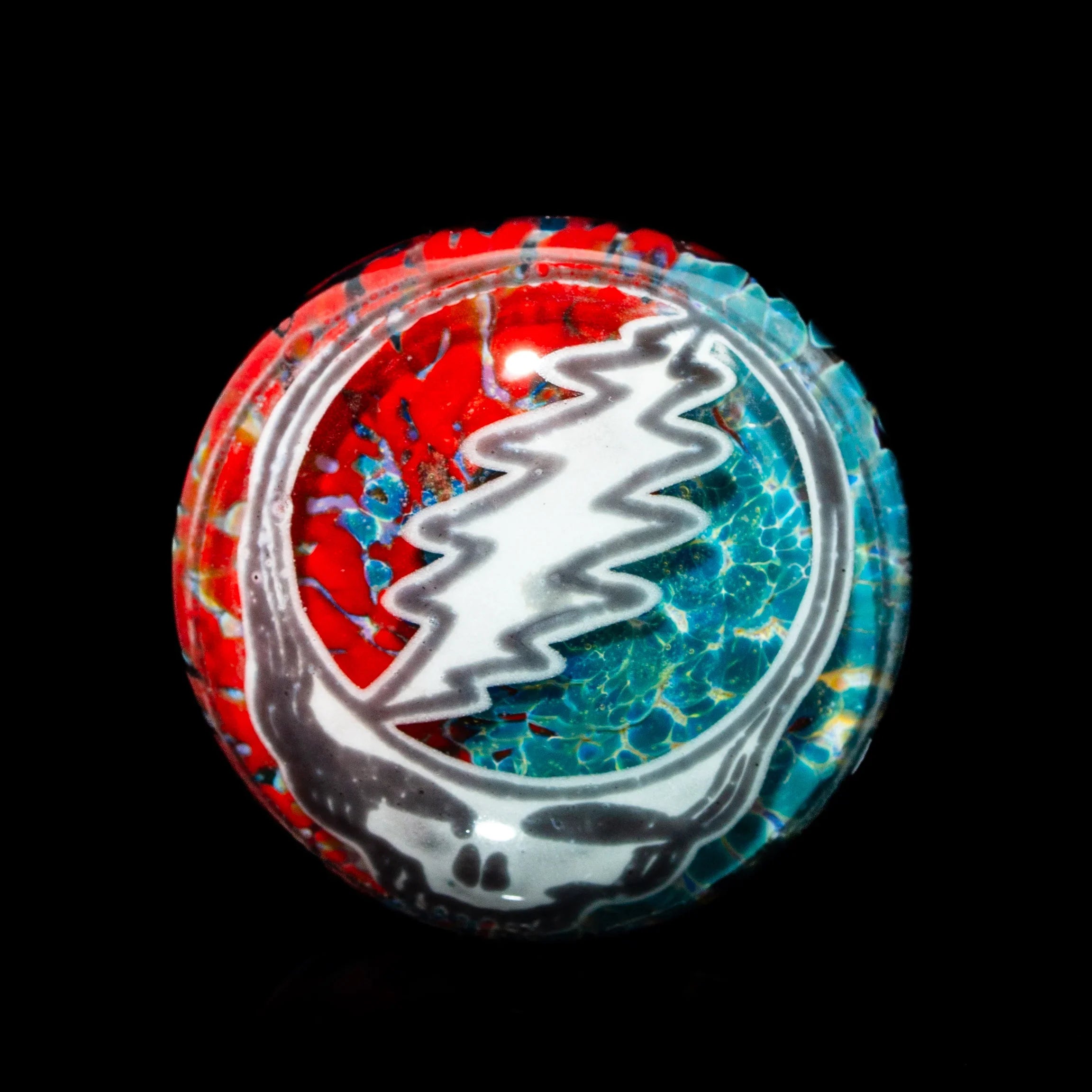 Blurd Glass - Red, White & Blue Linework Grateful Dead Stealie Spoon