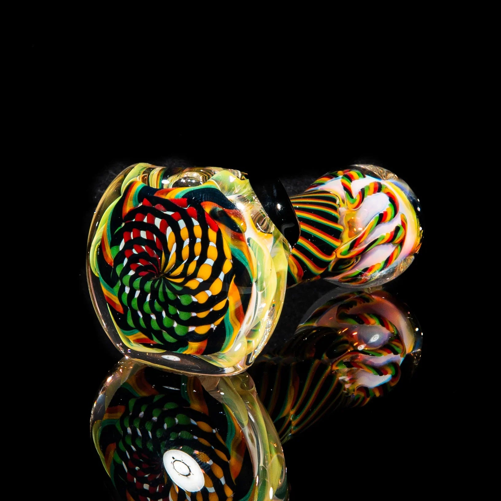 Brently Glass - Brown, Green & Yellow Reticello Spoon