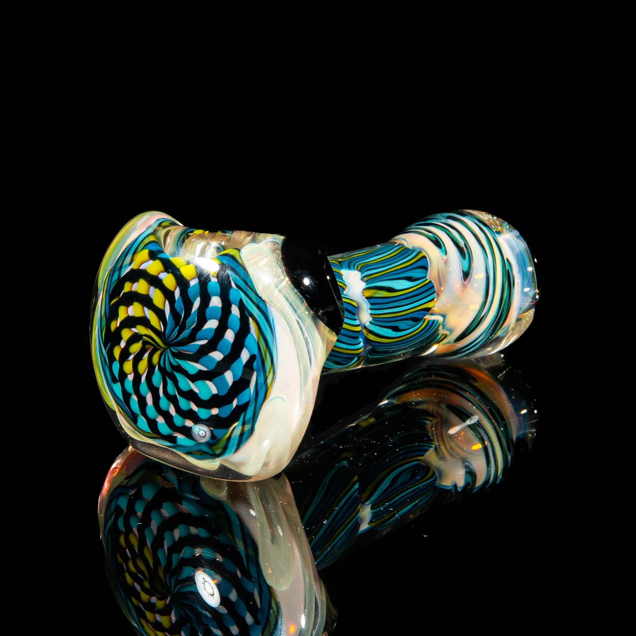 Brently Glass - Chartreuse, Teal & Blue Reticello Spoon