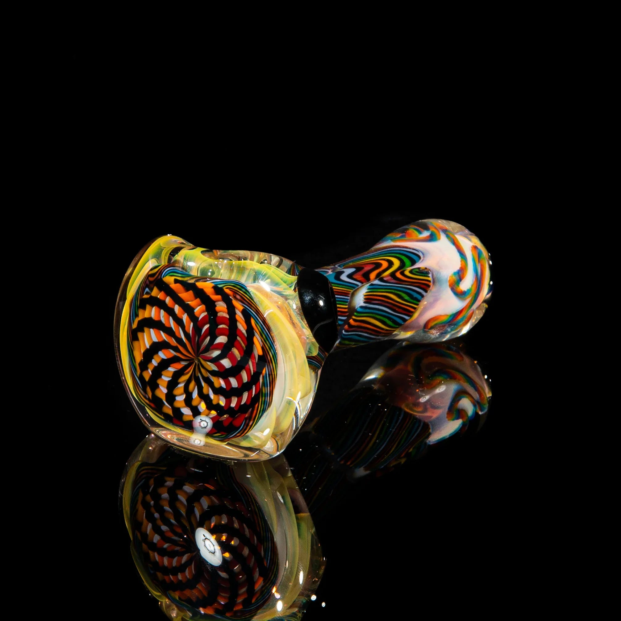 Brently Glass -Orange, Yellow & Brown Reticello Spoon