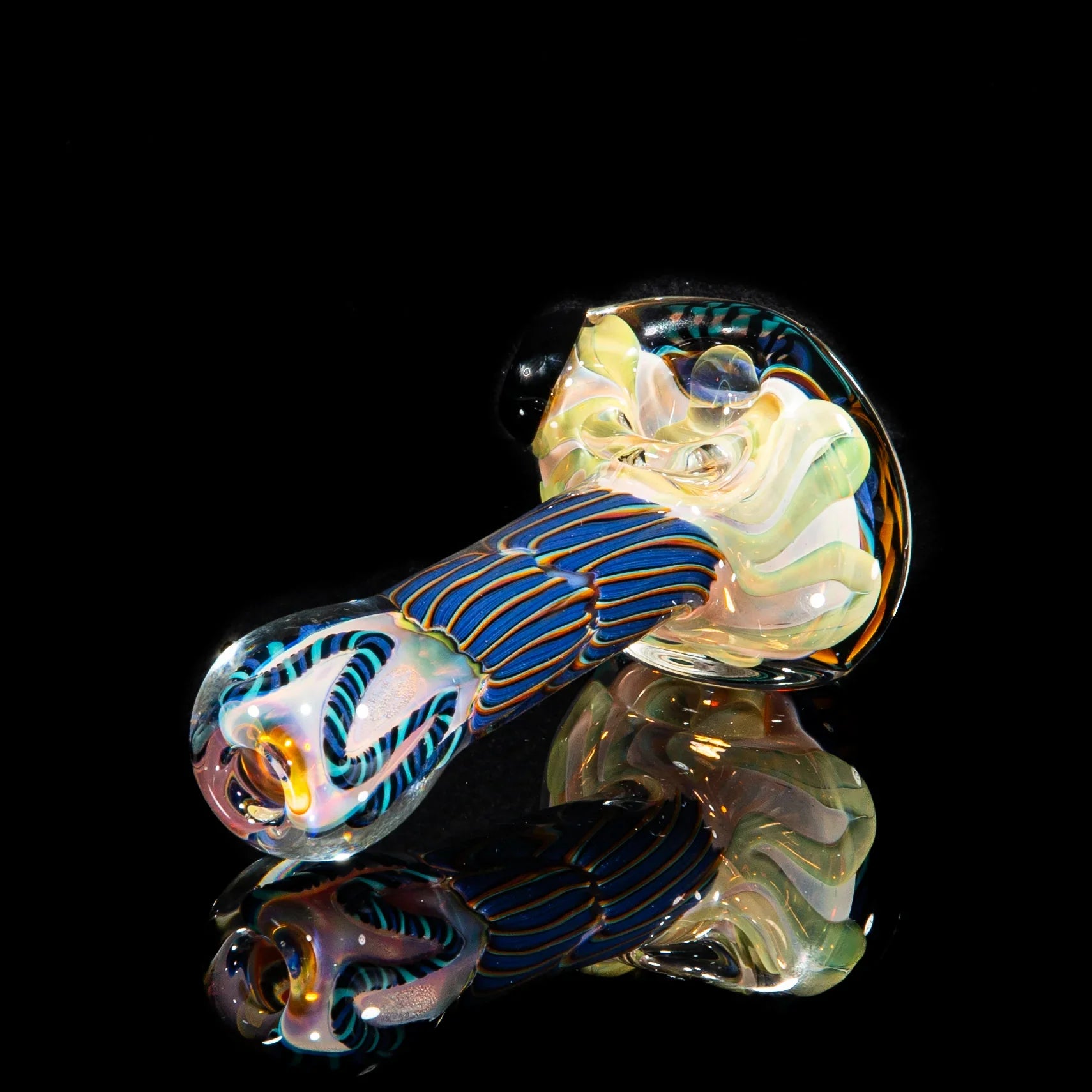 Brently Glass - Purple, Yellow & Teal Reticello Spoon