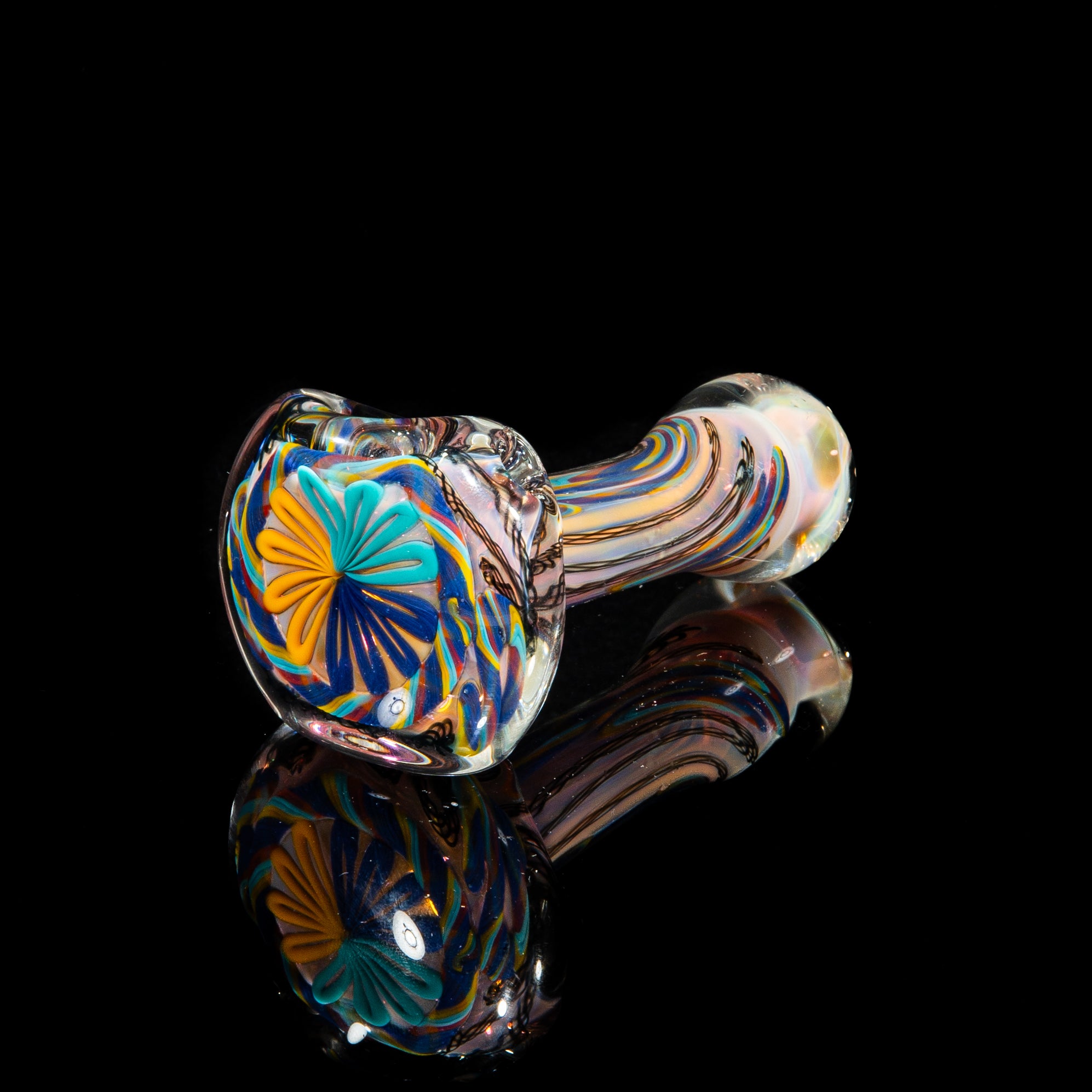 Brently Glass - Yellow, Teal & Purple Cane w/ Latti Spoon