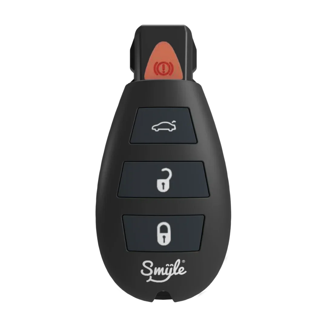 Smyle black car key fob-shaped smoking accessory with unlock, lock, and trunk buttons