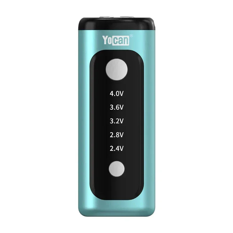 Yocan variable voltage vape battery in teal with LED display and control button