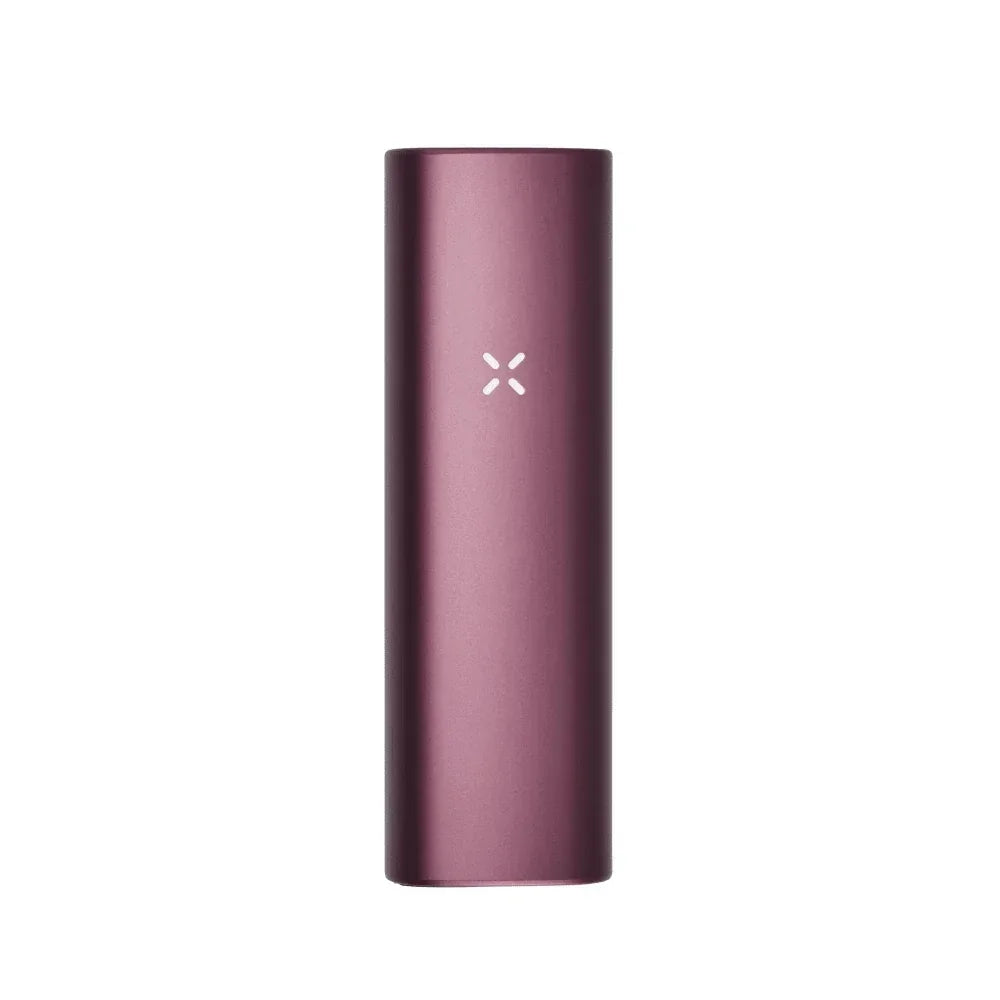 Matte purple portable dry herb vaporizer with LED indicator, minimalist design on white background