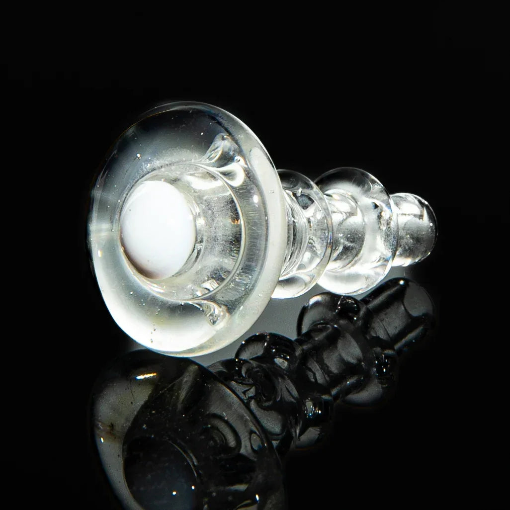 Clear glass Peak attachment set with bubble accents on black reflective background