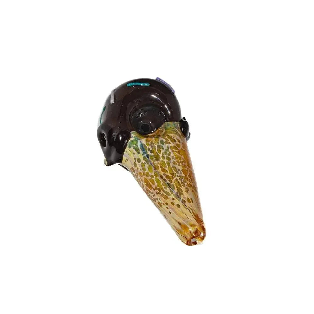 Handcrafted glass pipe shaped like a chocolate ice cream cone with detailed cone and scoop.