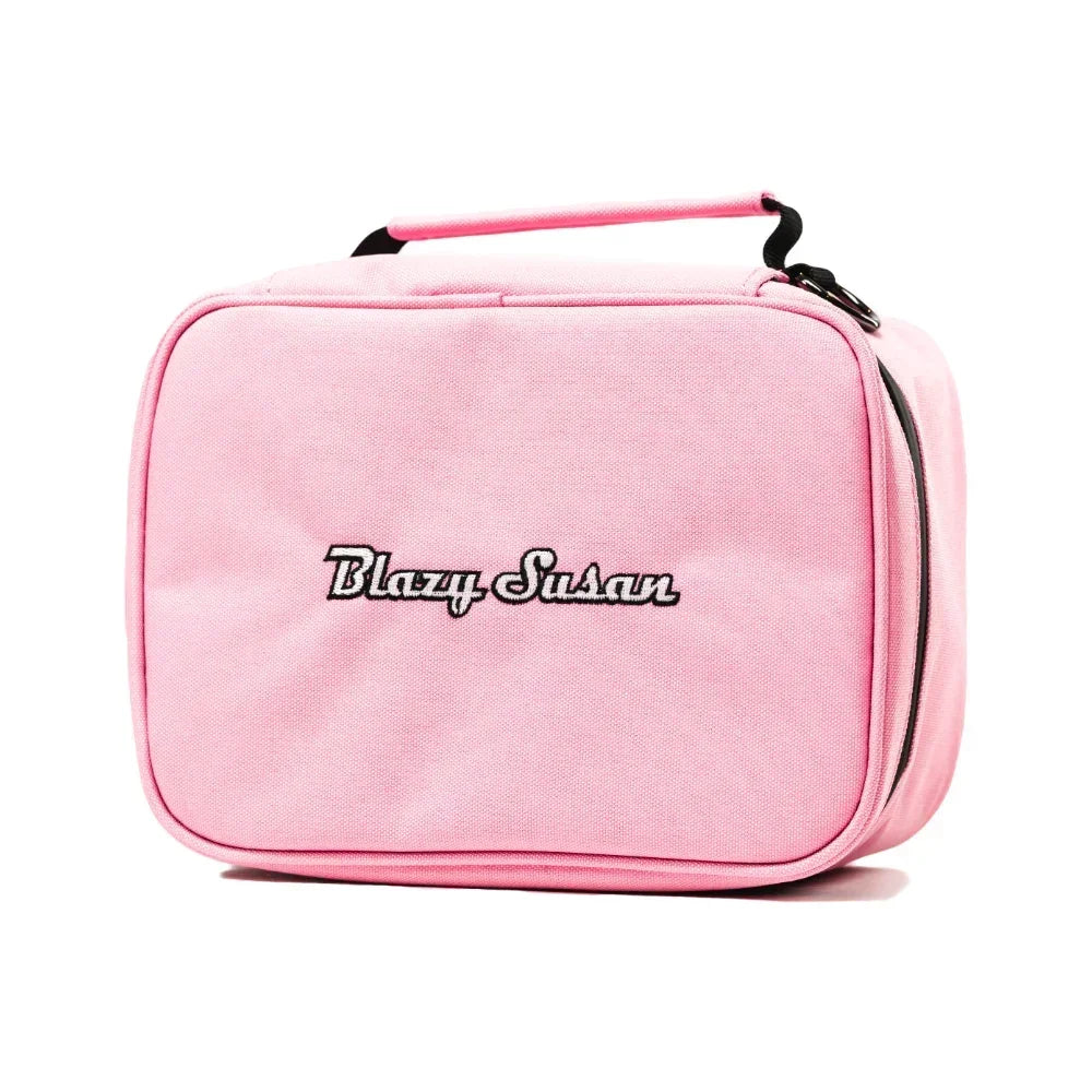 Pink Blazy Susan smell proof stash bag with zipper and carrying handle