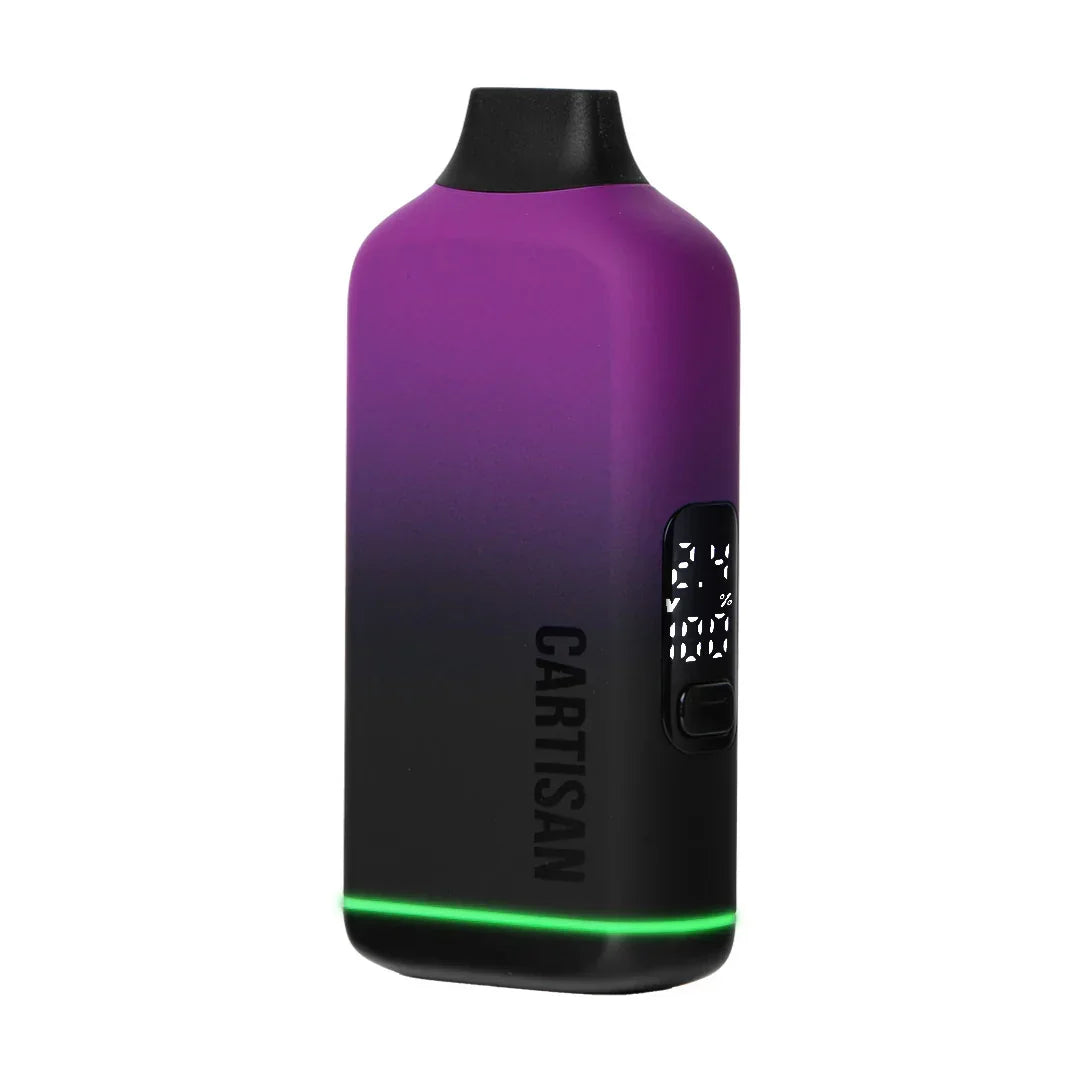 Gradient purple and black Cartisan vaporizer with digital display and green LED light