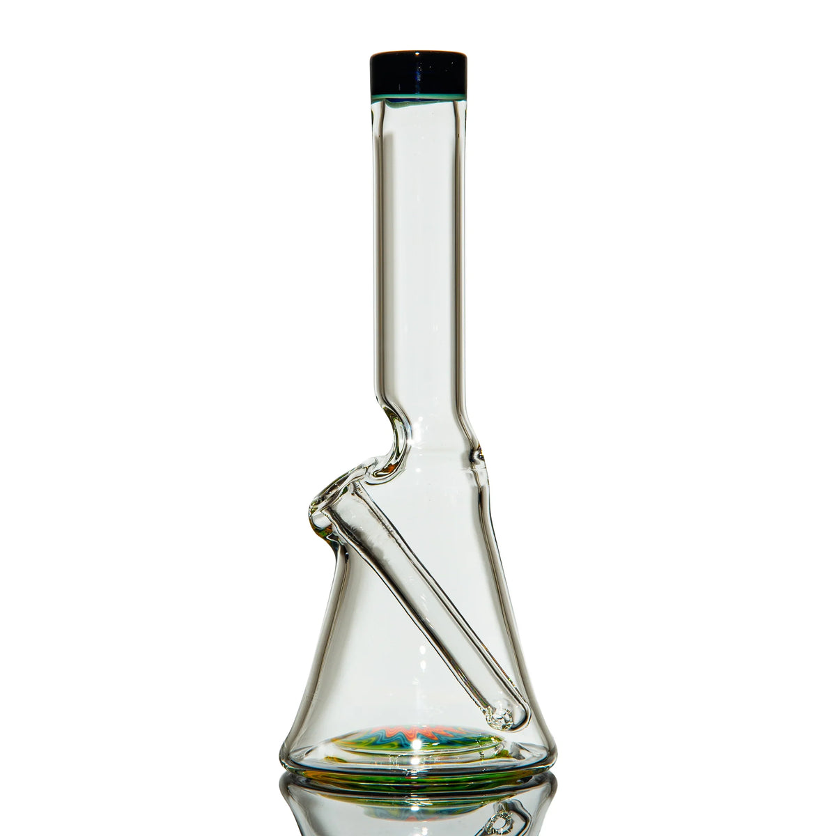 Hand-blown glass Black Lip Wig Wag Mini Beaker by NES Glass