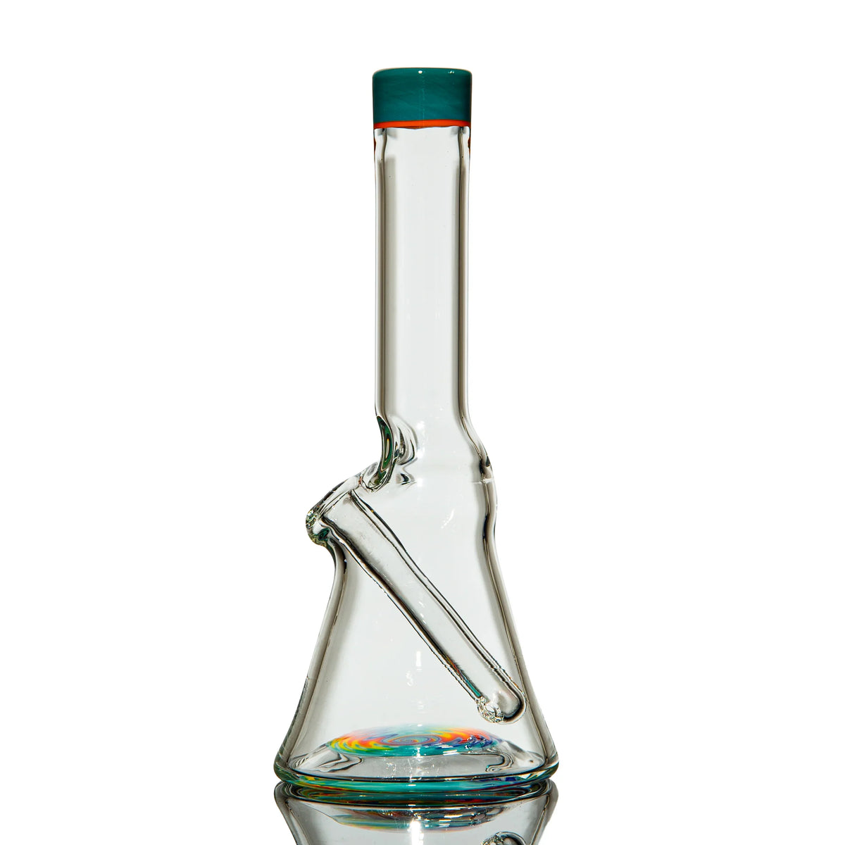 Hand-blown glass Teal Lip Wig Wag Mini Beaker by NES Glass