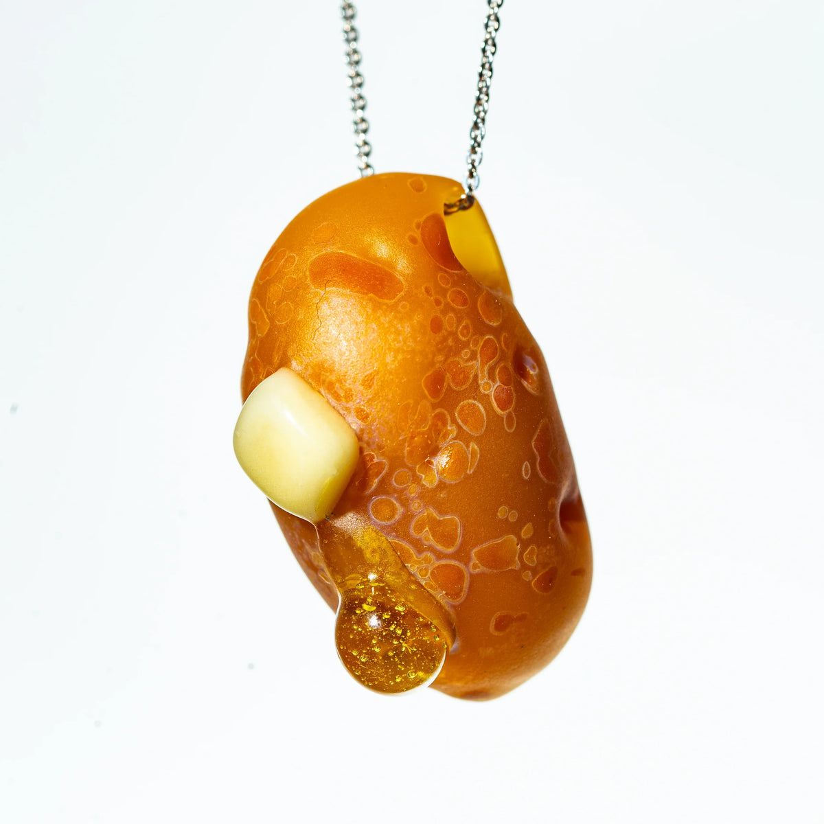 Hand-blown glass Buttered Potato Pendant by Alec Blows Glass