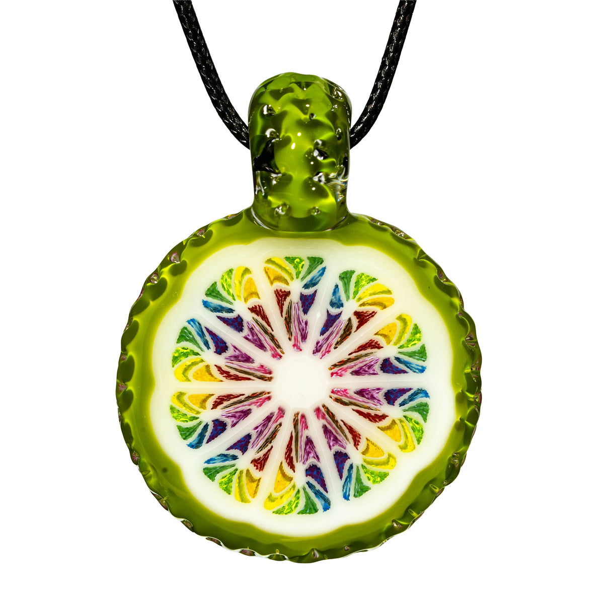 Hand-blown glass Large Opus Lime Pendant by Sam Lyons