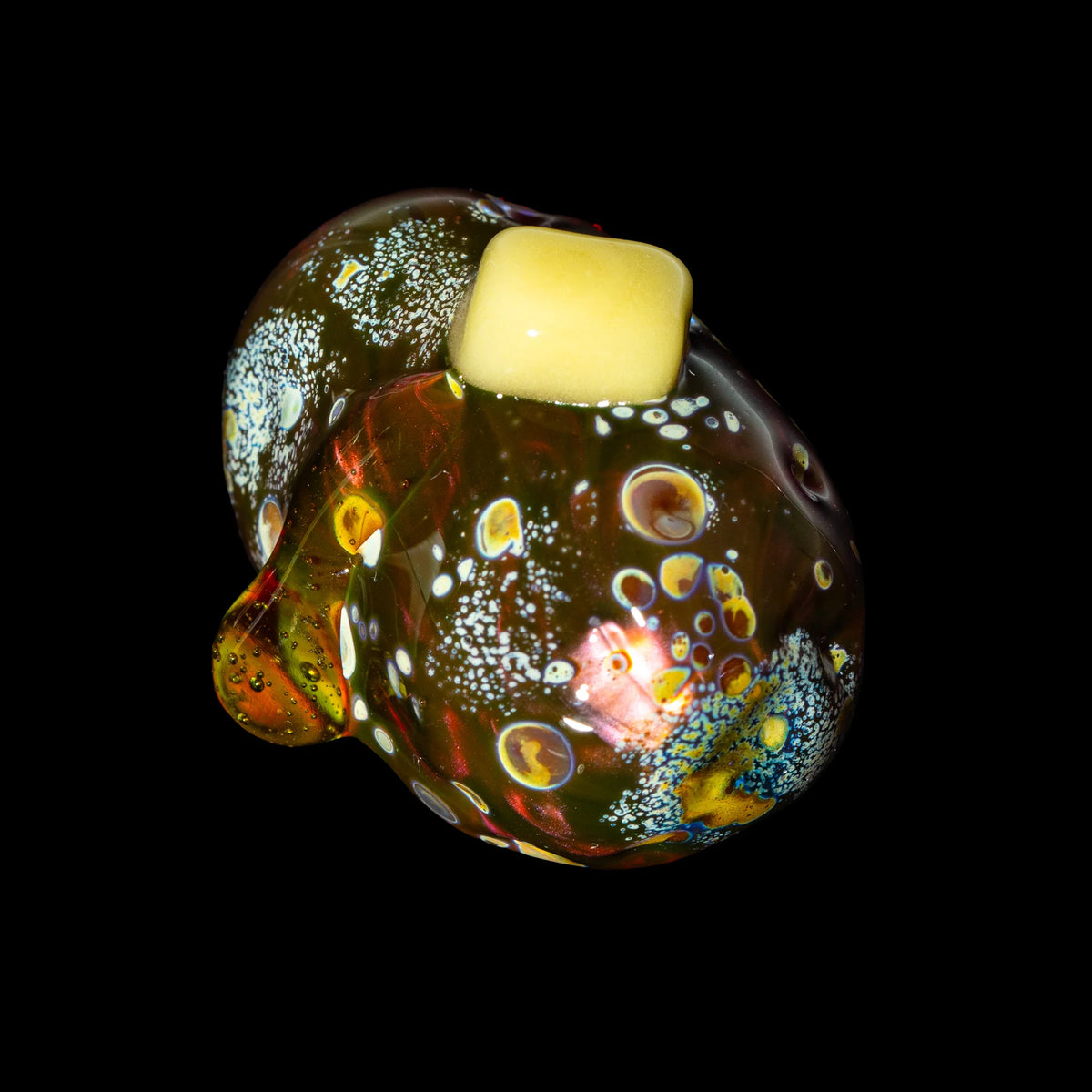 Hand-blown glass Dark Purple Core Buttered Pocket Potato by Alec Blows Glass