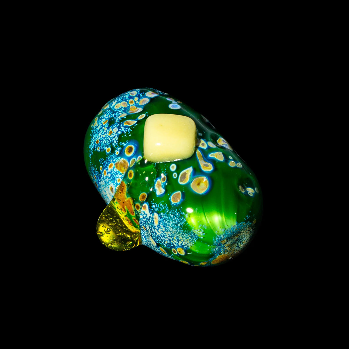 Hand-blown glass Radioactive Green Buttered Pocket Potato by Alec Blows Glass