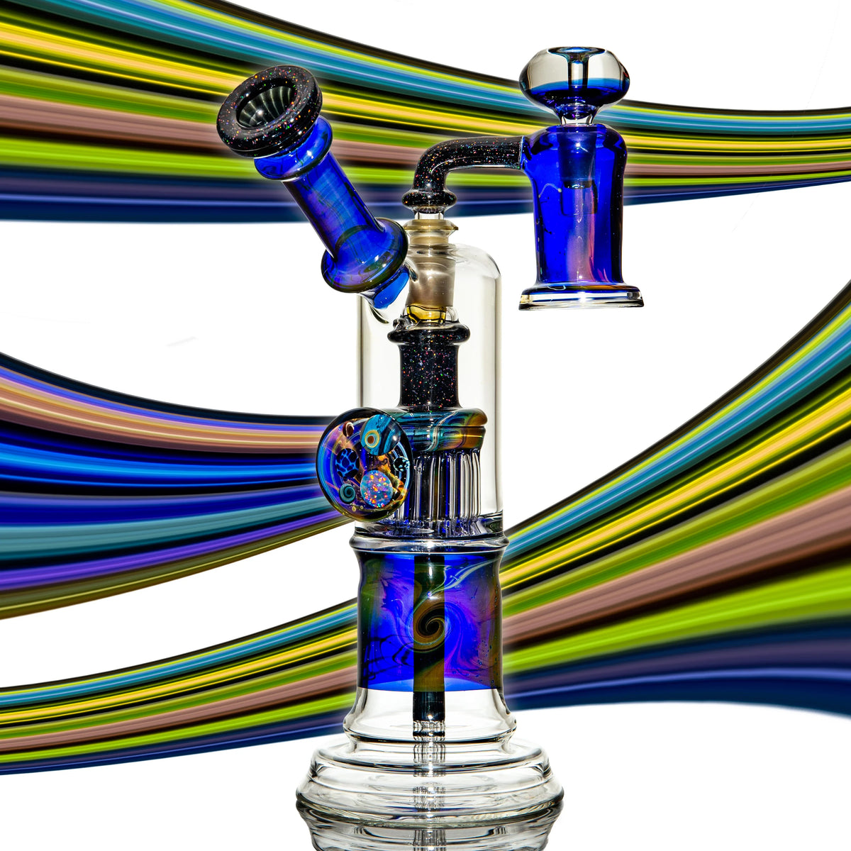 Hand-blown glass water pipe by Leisure Glass
