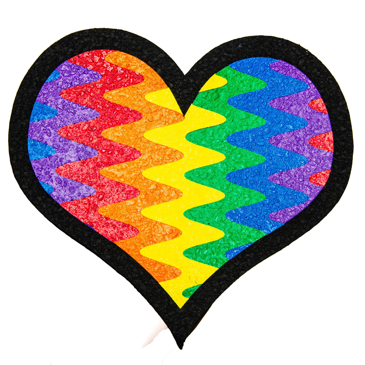 Hand-blown glass Rainbow Heart Moodmat by Natey Love
