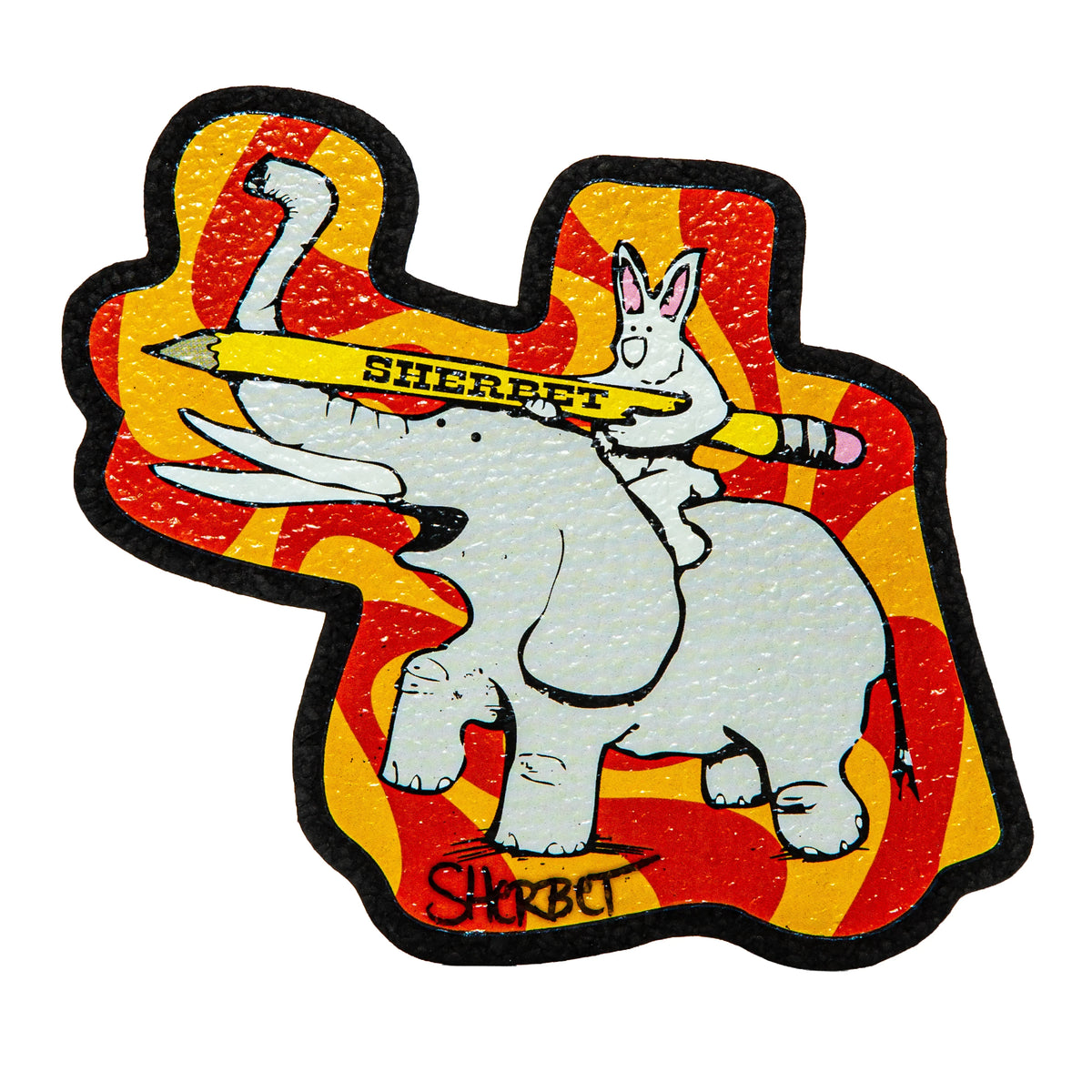 Hand-blown glass Elephant & Bunny Orange Linework Die Cut Moodmat by Sherbet