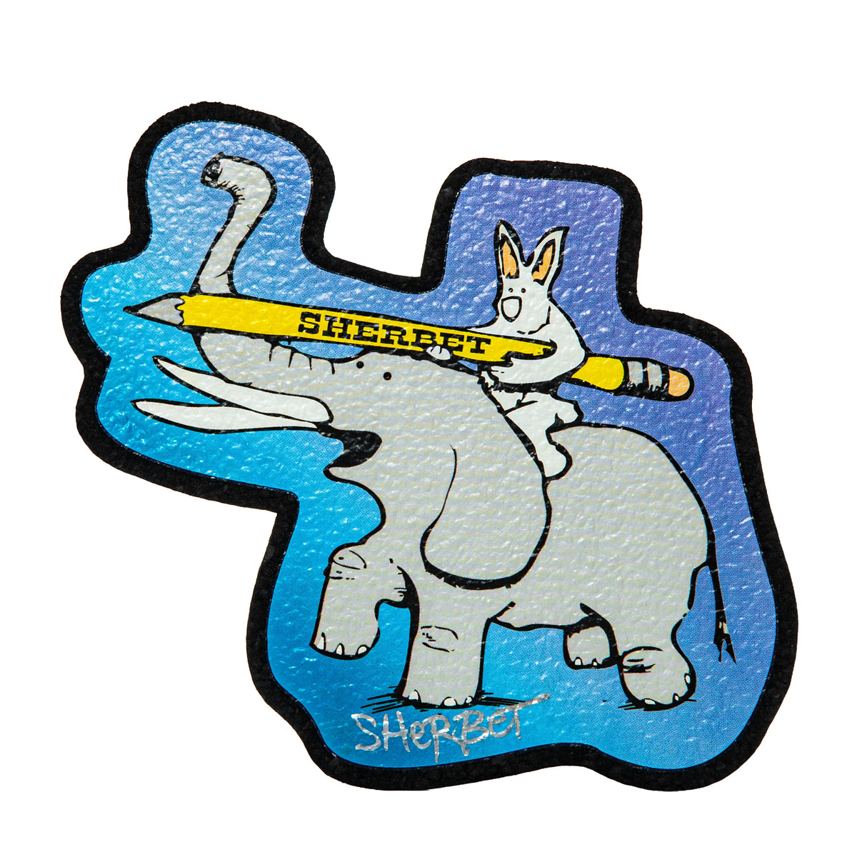 Hand-blown glass Elephant & Bunny Blue Gradient Die Cut Moodmat by Sherbet