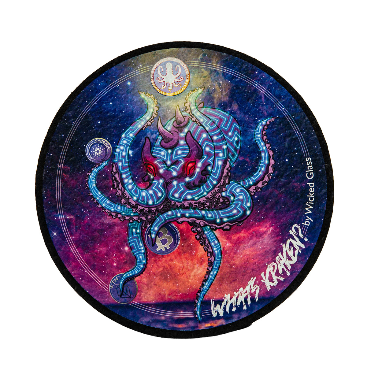 Hand-blown glass Cybernetic Kraken Moodmat by Wicked Glass