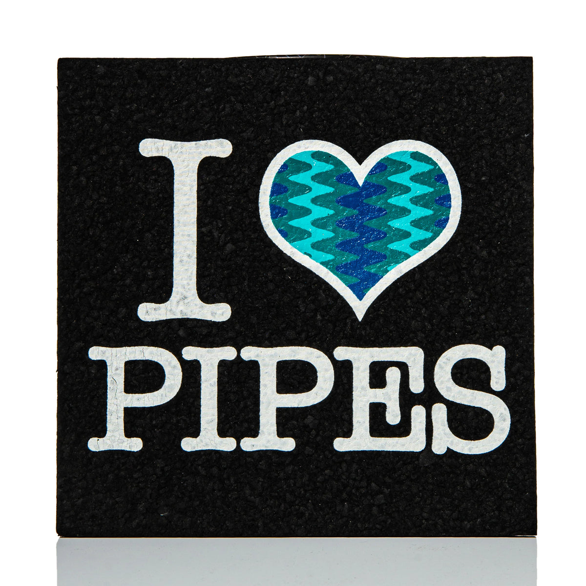 Hand-blown glass I Love Pipes Moodmat by Natey Love