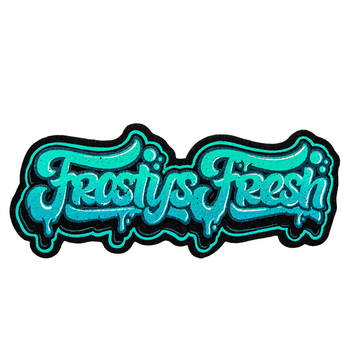 Hand-blown glass Blue Lettering Moodmat by Frosty Fresh