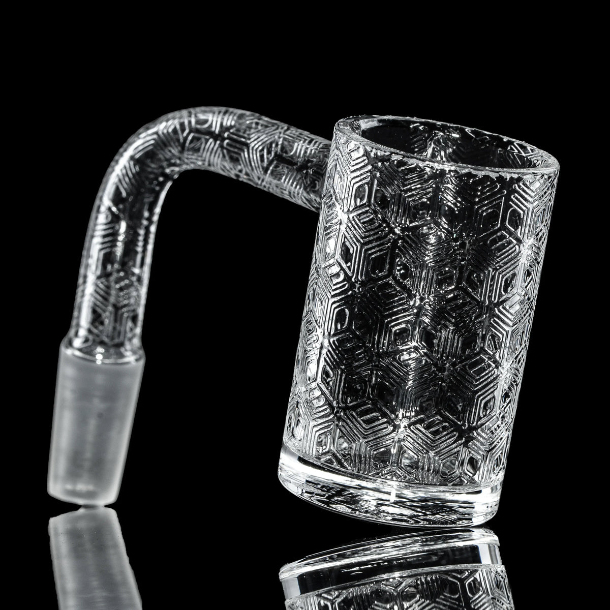 Hand-blown glass 24MM Tessellated Beveled Flat Top Quartz Banger by QCB