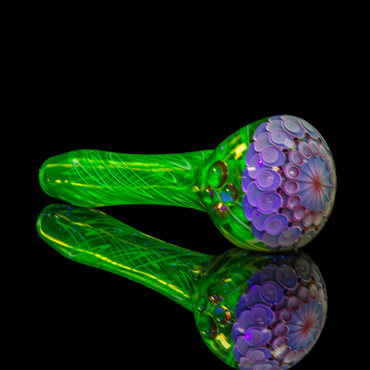 Olour Glass - Light Blue & Red Dotstack Gold Scribble Spoon