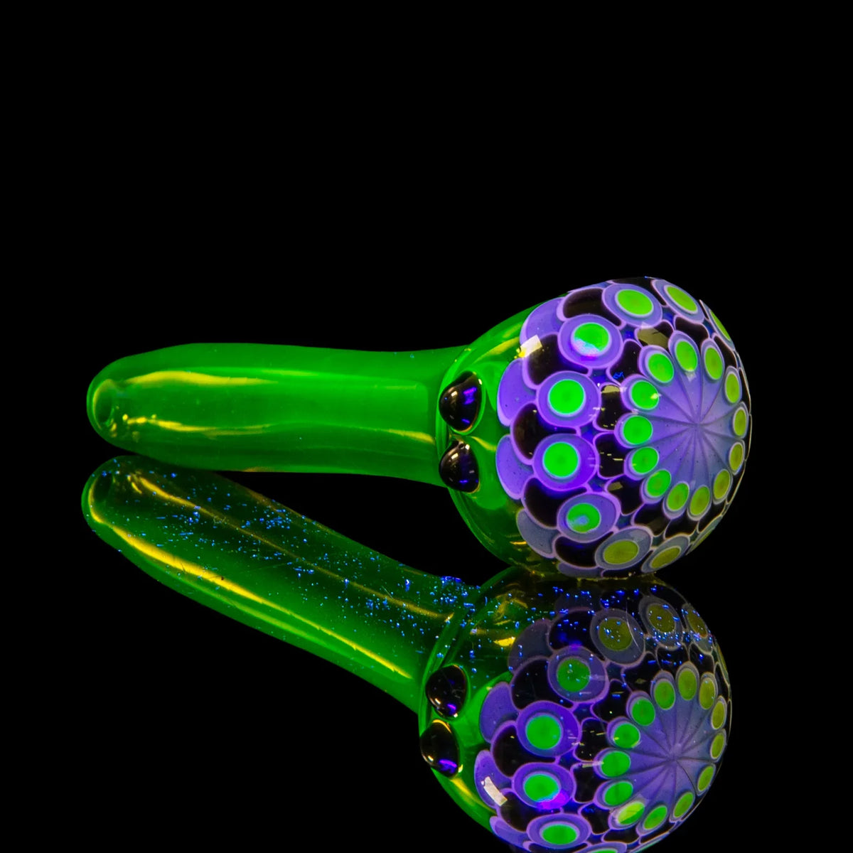 Olour Glass - Black, Light Blue & Gold Dotstack Gold Spoon