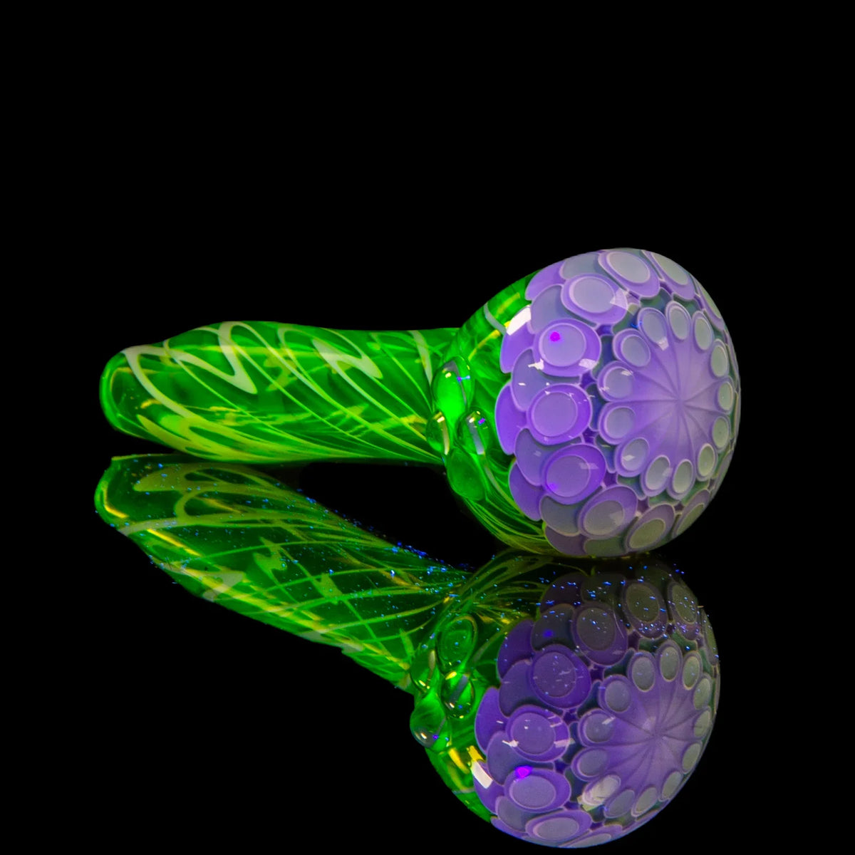 Olour Glass - Mint & Violet Dotstack Gold Scribble Spoon