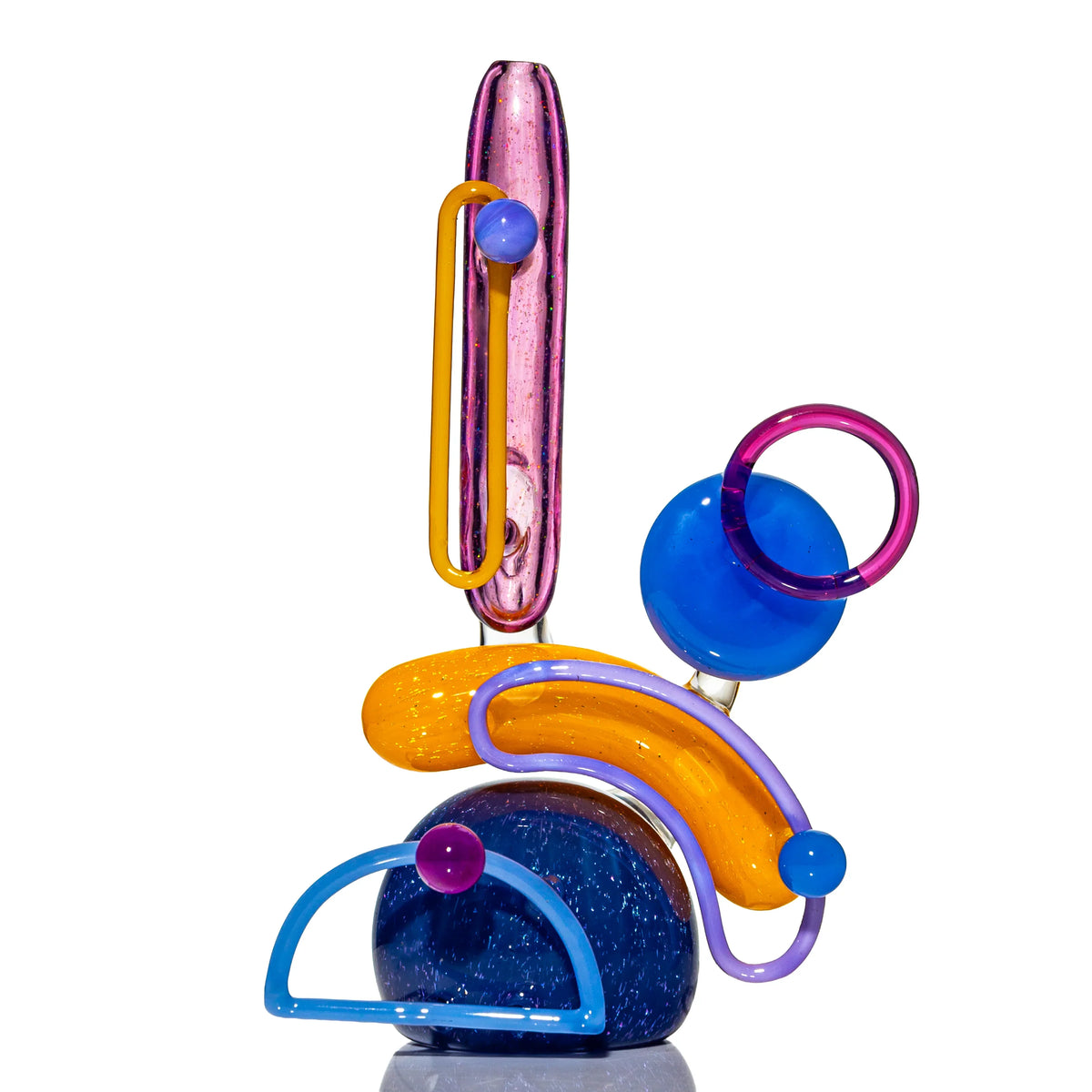 Hand-blown glass hand pipe by Elnew Glass