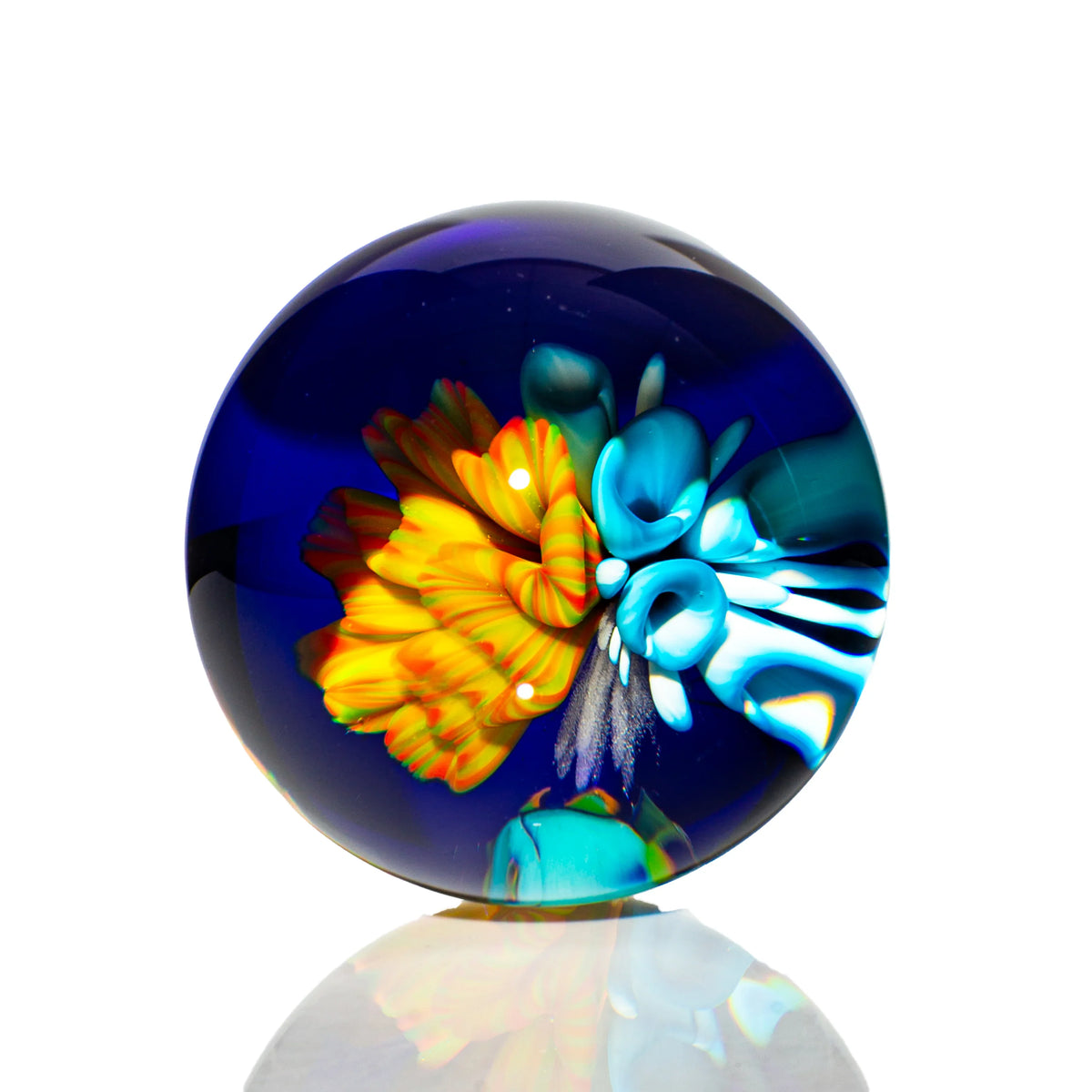 Hand-blown glass marble by Kimmo Glass