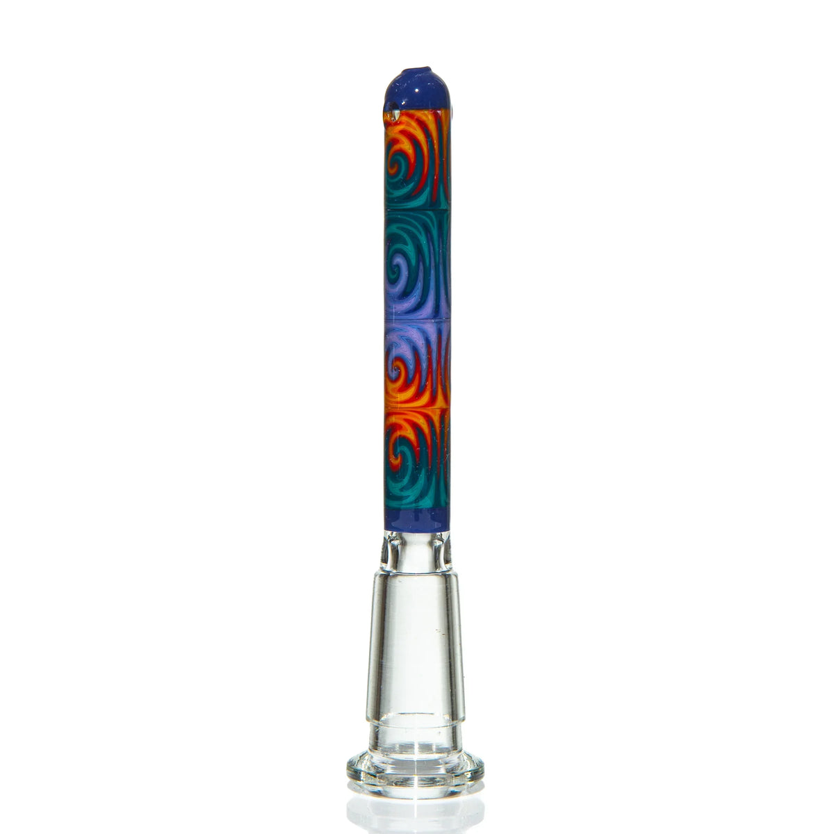 Colorful glass bowl slide with psychedelic swirl design for water pipe