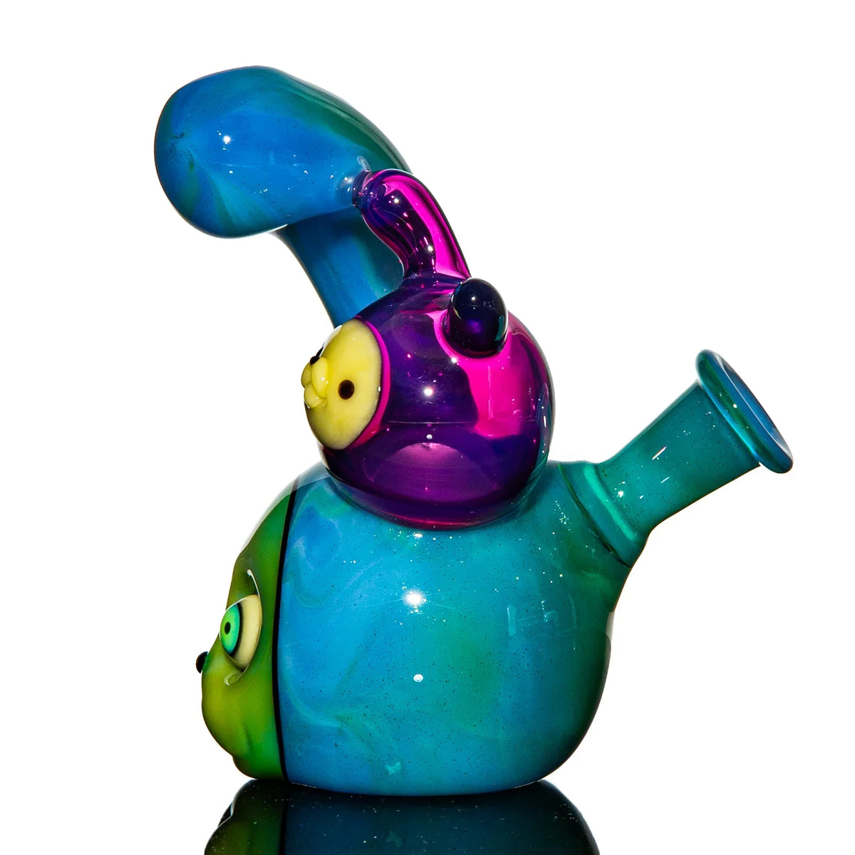 Colorful heady glass water pipe with whimsical character design for smoking accessories