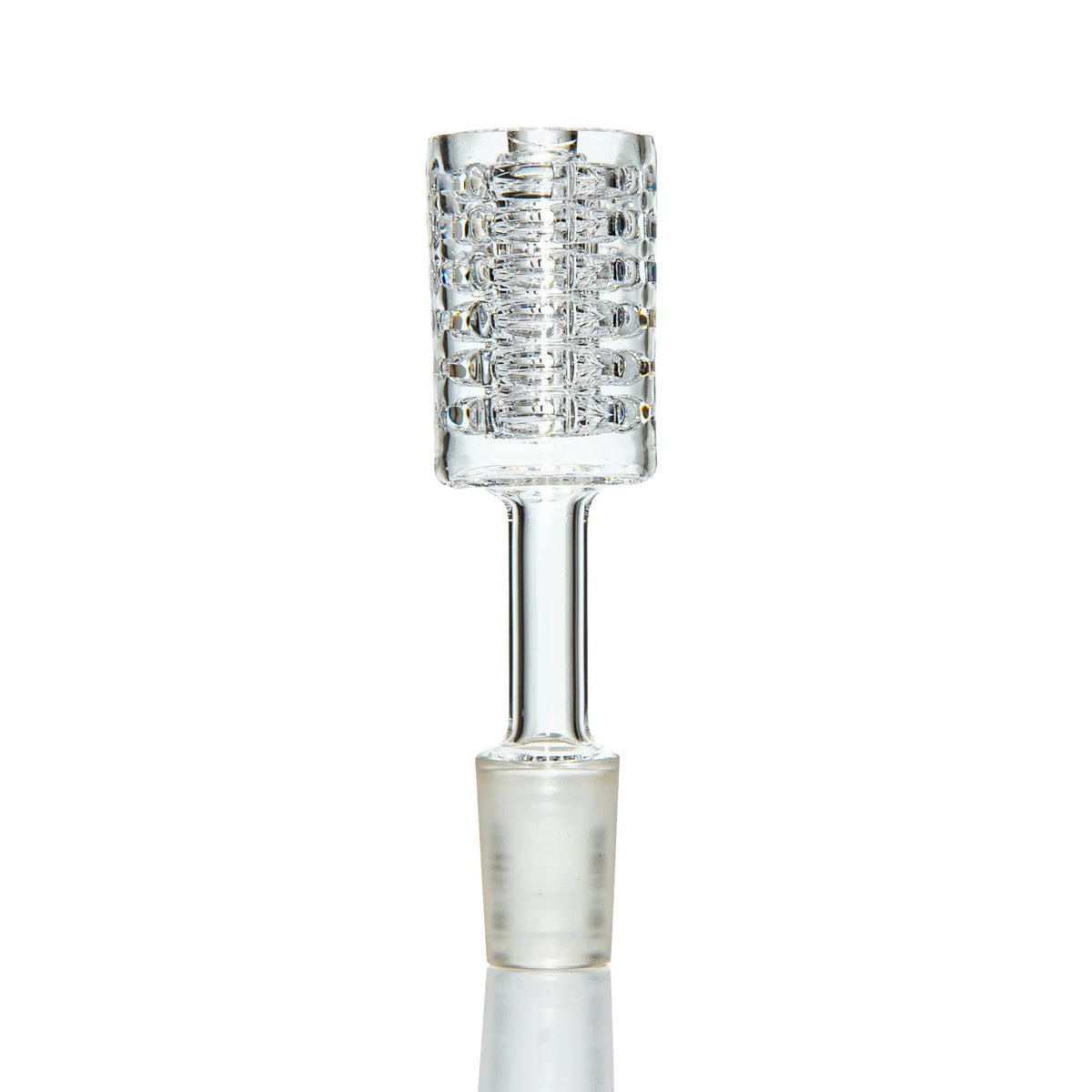 Clear glass honeycomb percolator accessory with frosted joint for water pipe