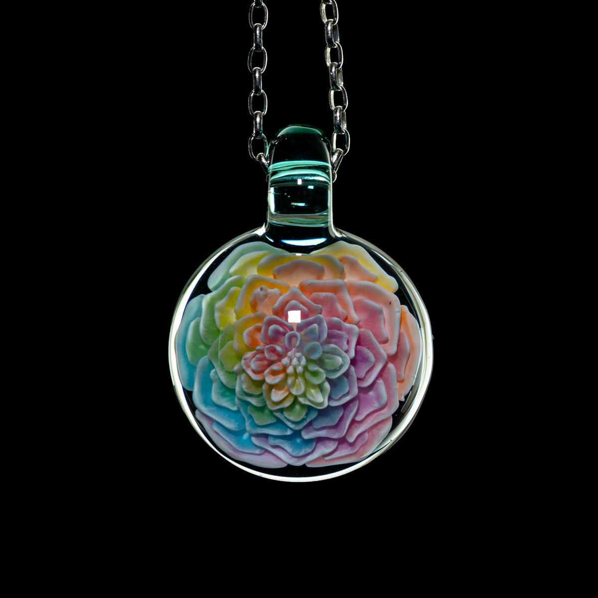 Glass Azusa - Pastel Flower Implosion Pendant