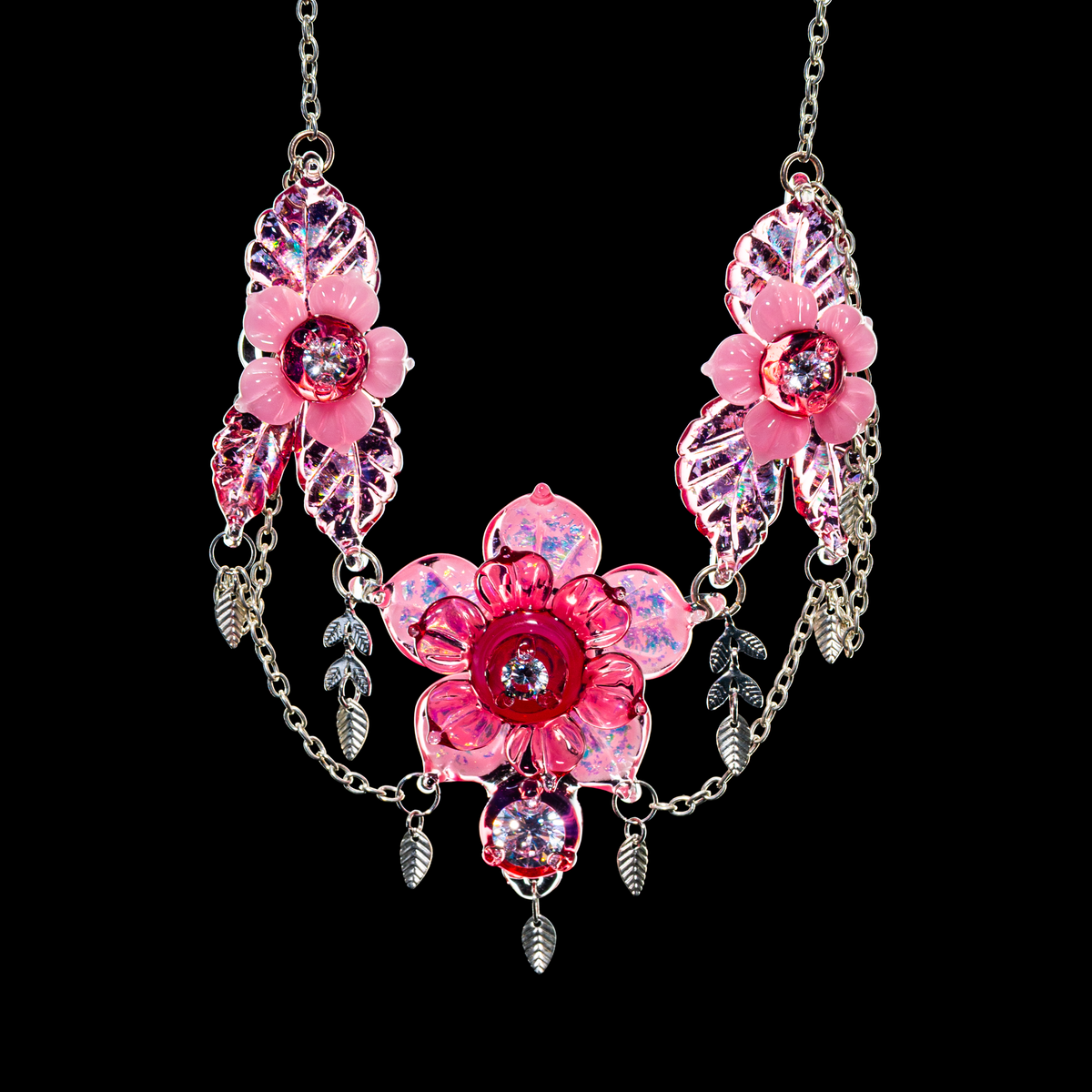 Mars Glassworks - Telemagenta Spinner Floral Necklace