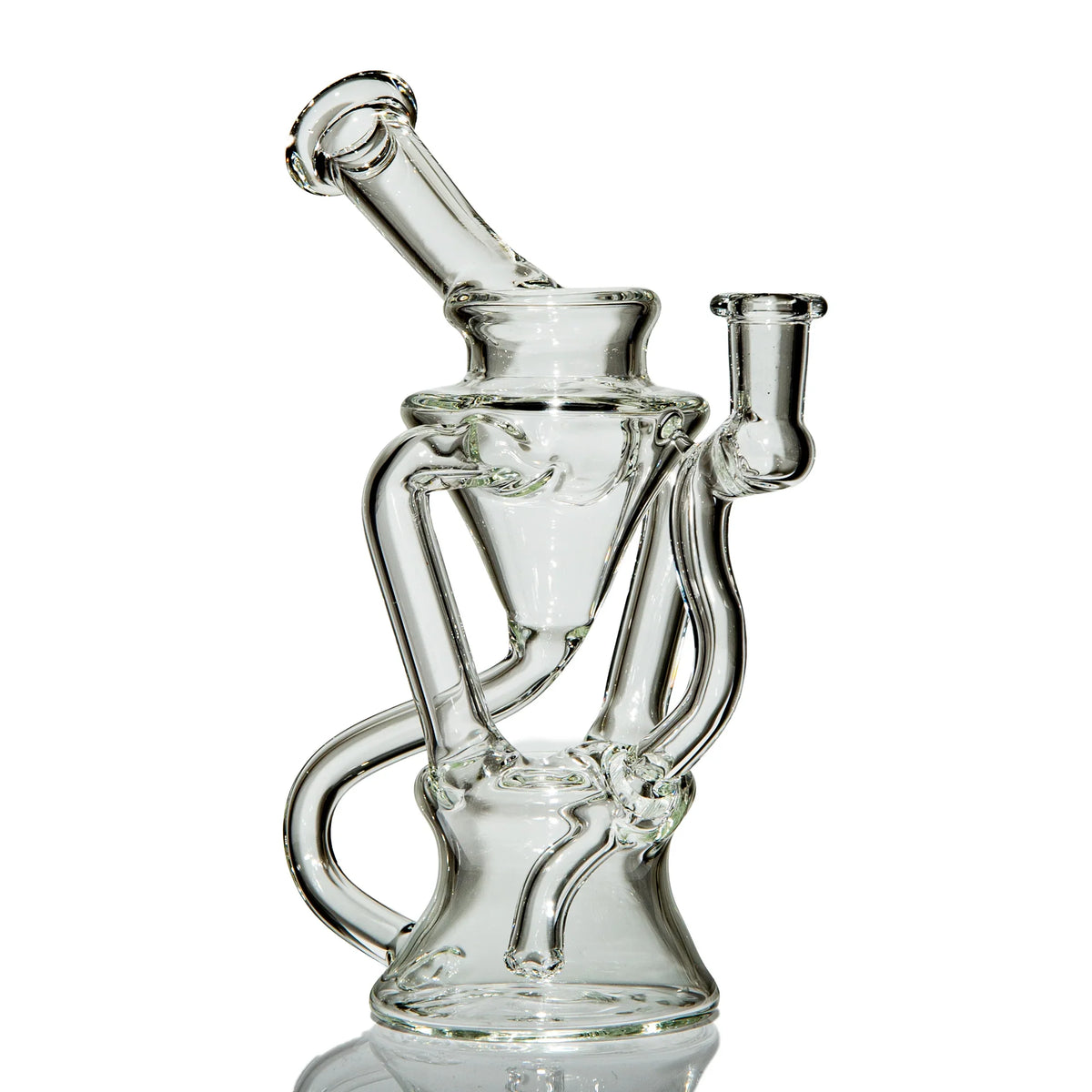 Clear glass water pipe with intricate recycler design for smoking accessories