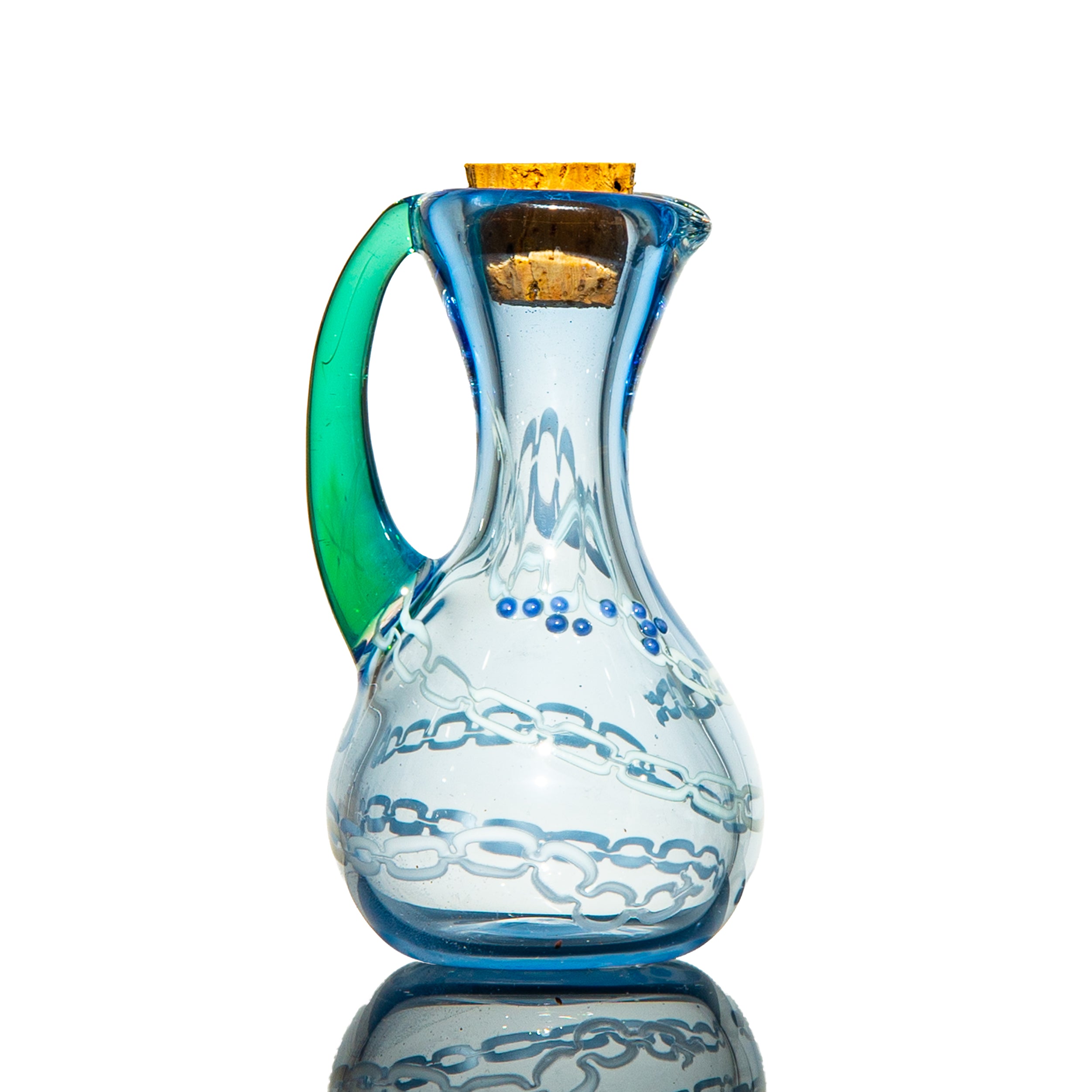 Charisma Glass - Blue Greek Key Corked Vessel