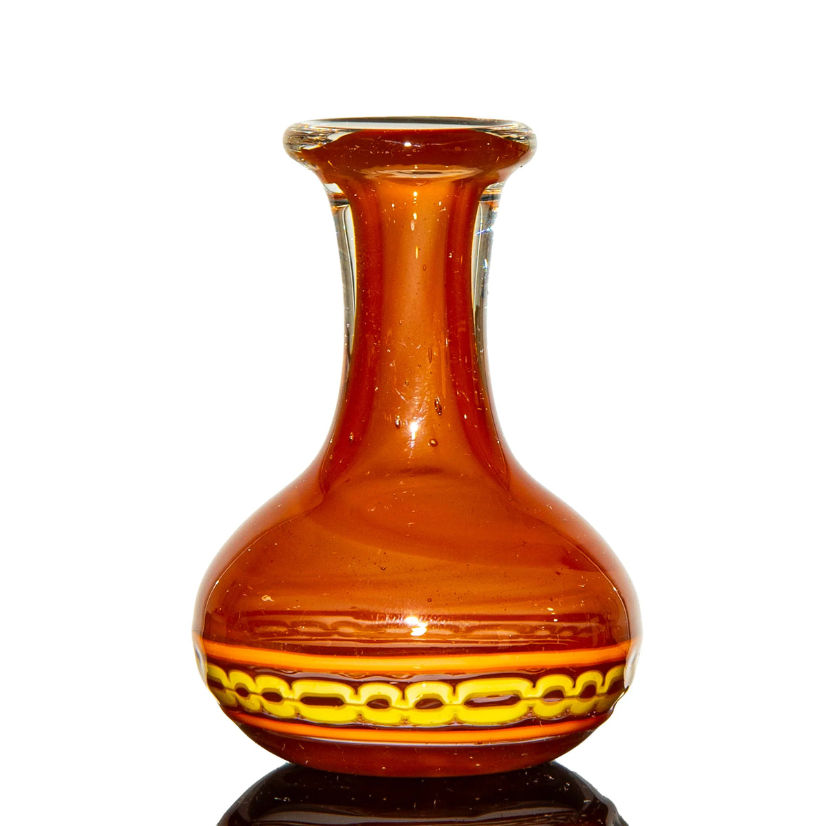 Hand-blown glass Red Greek Key Vessel by Charisma Glass