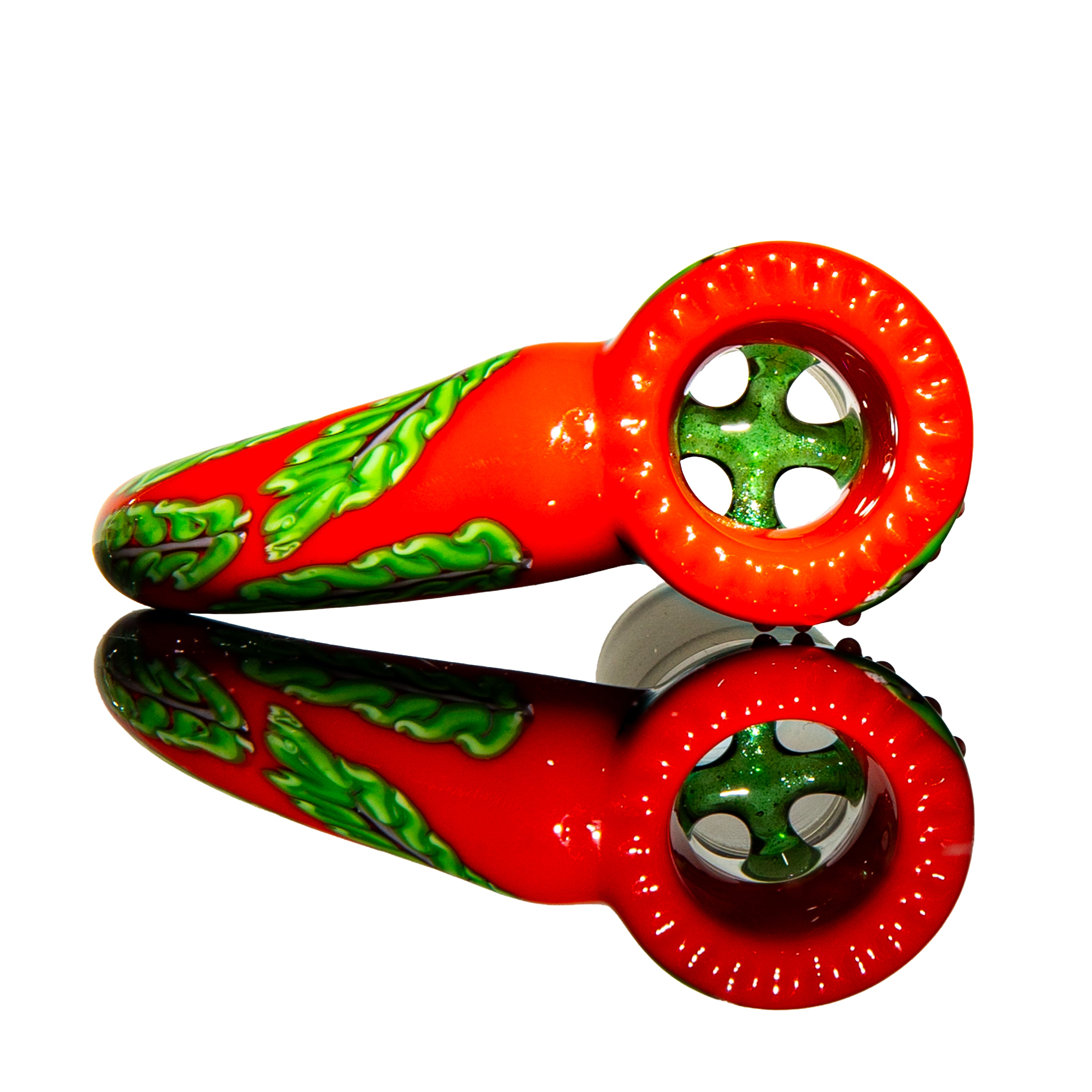 Charisma Glass - Red Olive Branch 18mm Four Hole Slide