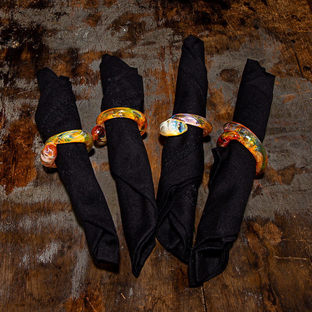 Glass By Ariel - Fumed Napkin Ring Set