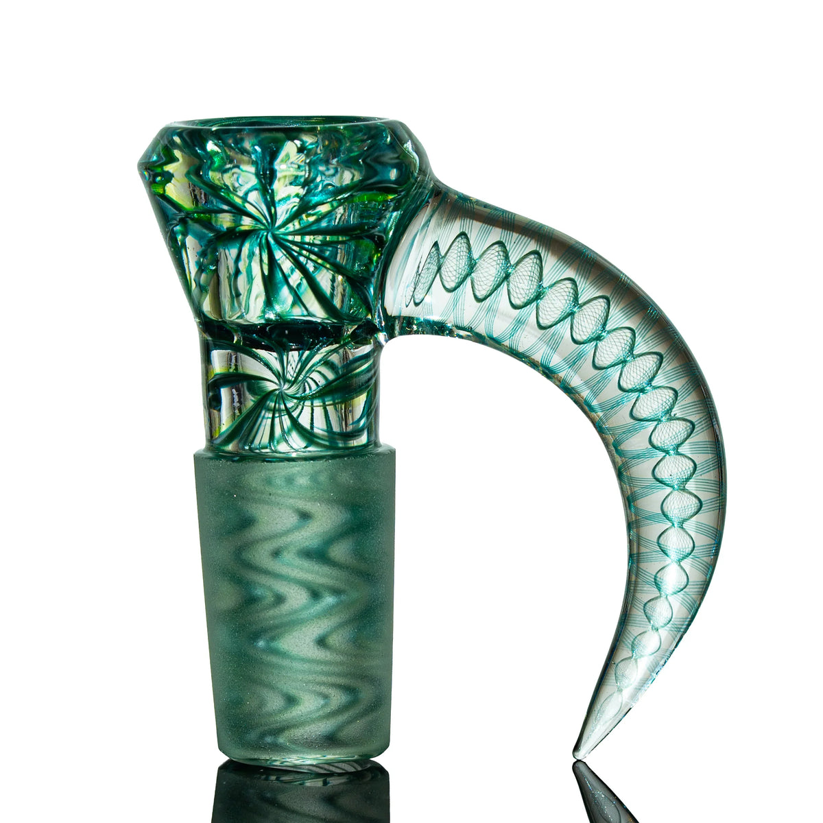 Hand-blown glass Neptunium Seashell Fully Worked 18mm Slide by Simple Lemon Farmer