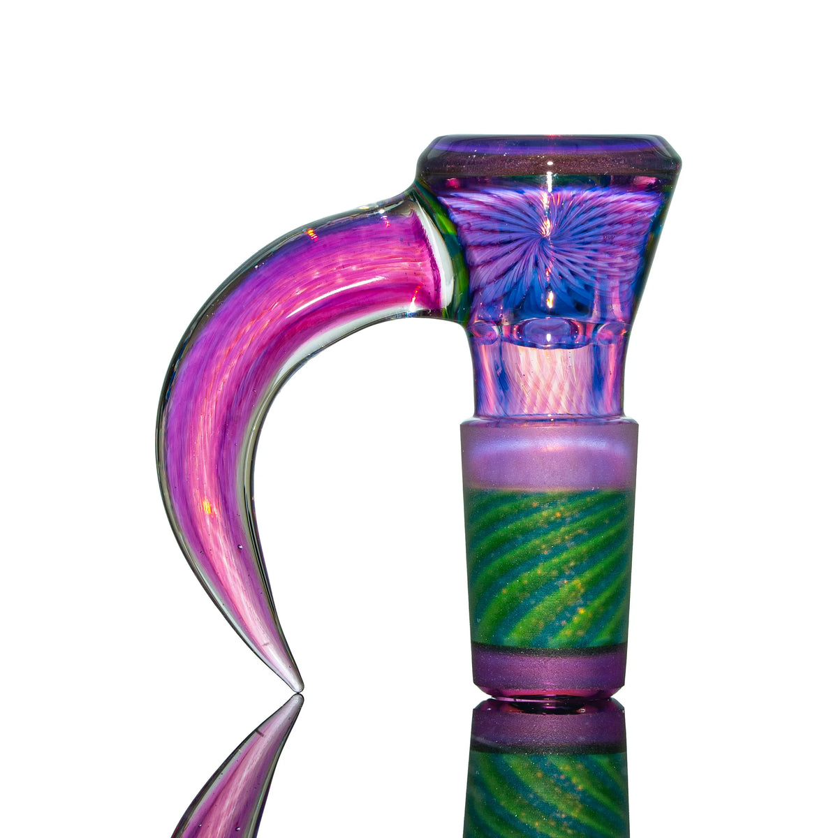 50/50 fully worked 18mm hand-blown glass dab rig slide by Simple Lemon Farmer x Darby Holm