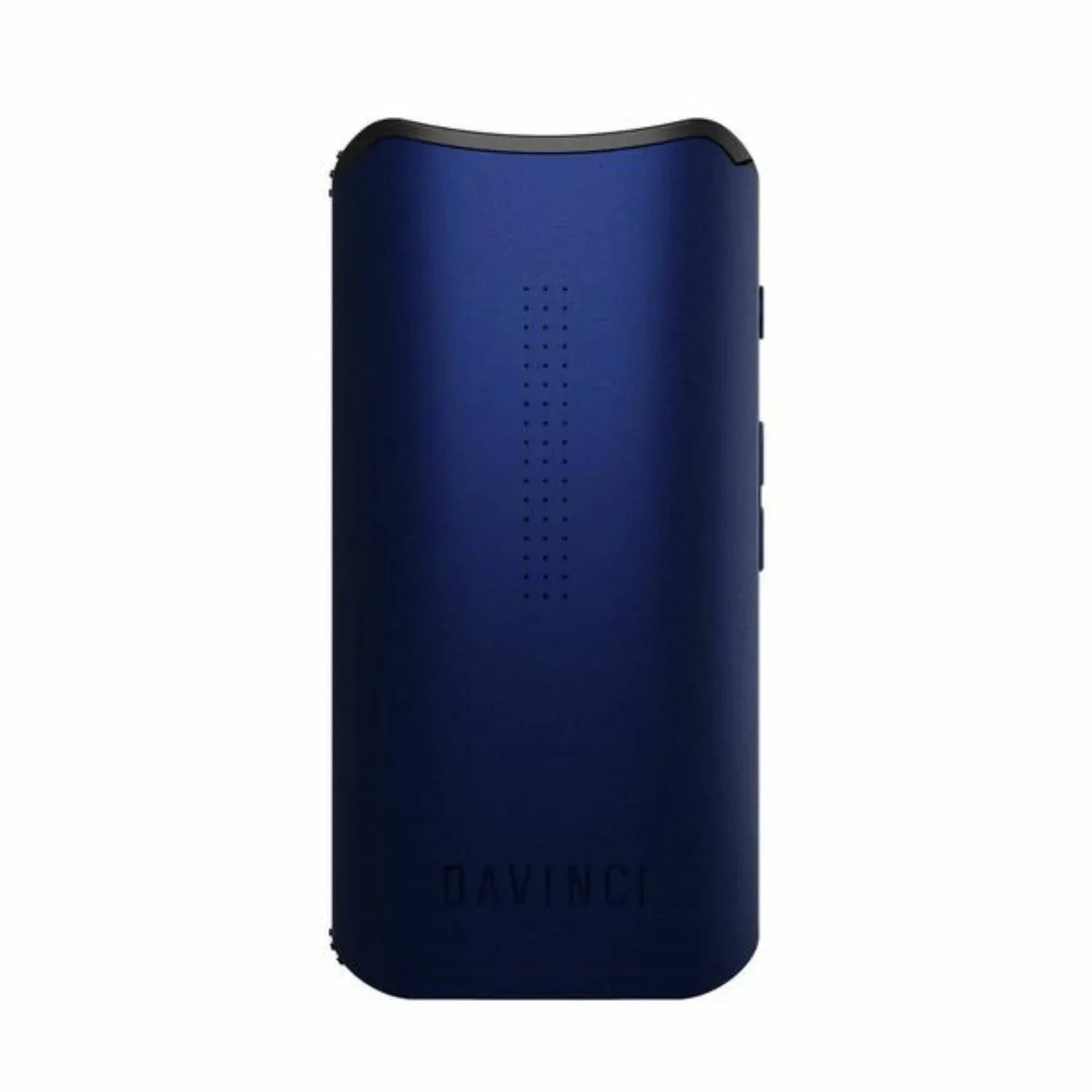 Sleek sapphire blue portable dry herb vaporizer with minimalist design and vertical LED lights.
