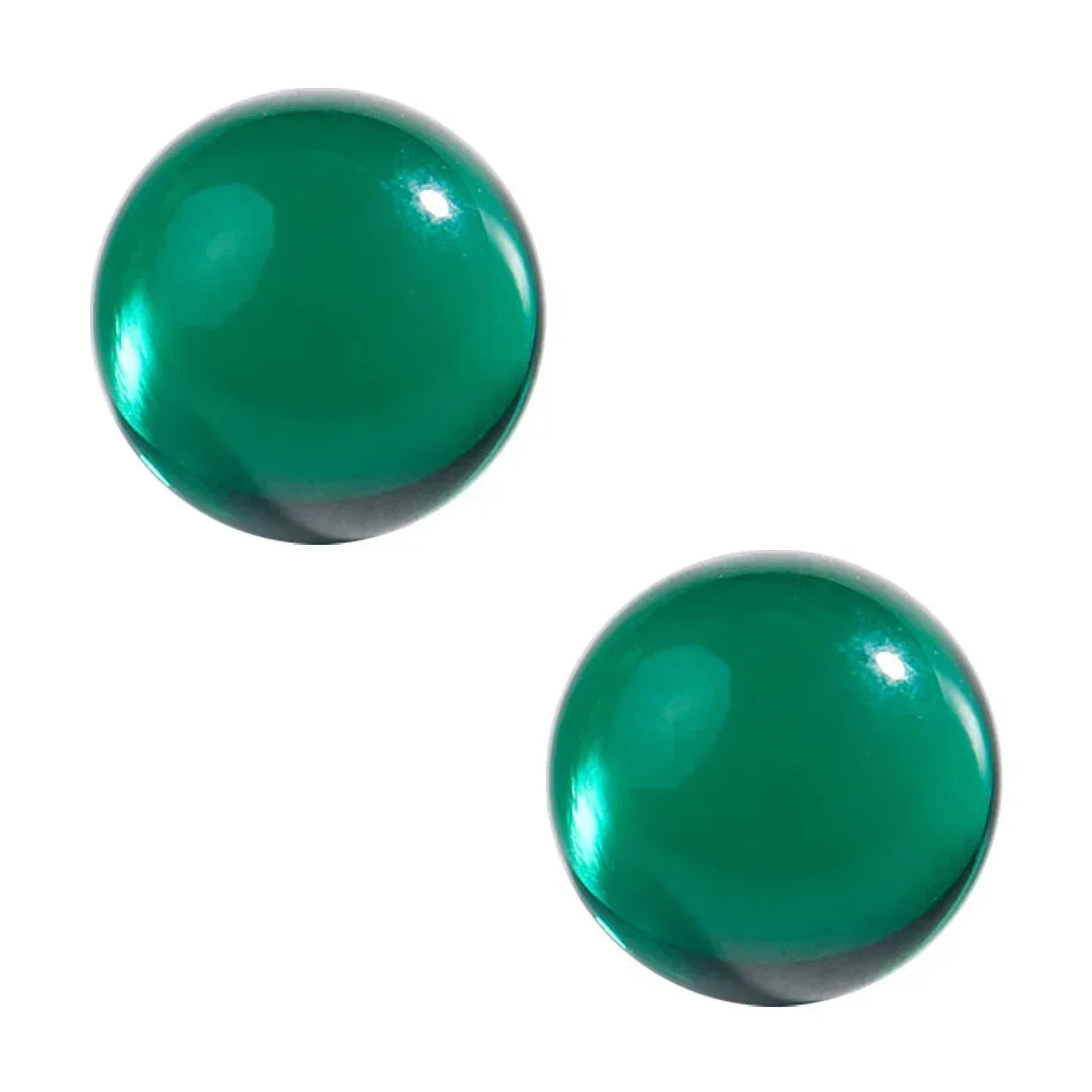 Pair of green glass terp pearls for dab rigs and vaporizer accessories